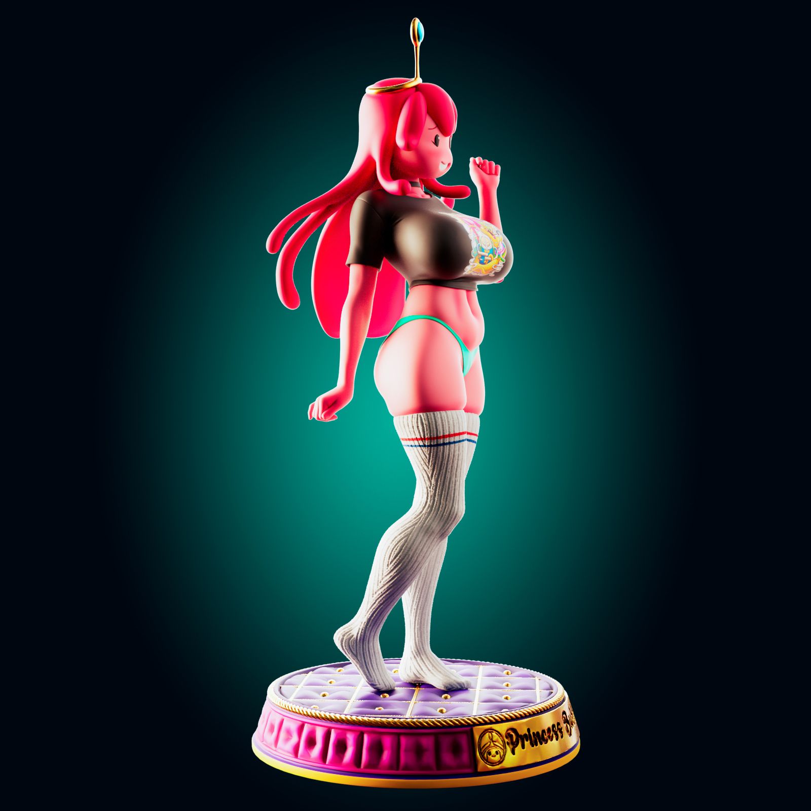 Princess BubbleGum Curvy Thicc Statue | Adventure Time Fan Art by Officer Rhu SFW,NSFW,Futa 3d printed,Princess BubbleGum statue,futa statue,Adventure Time statue,furry statue,nsfw statue