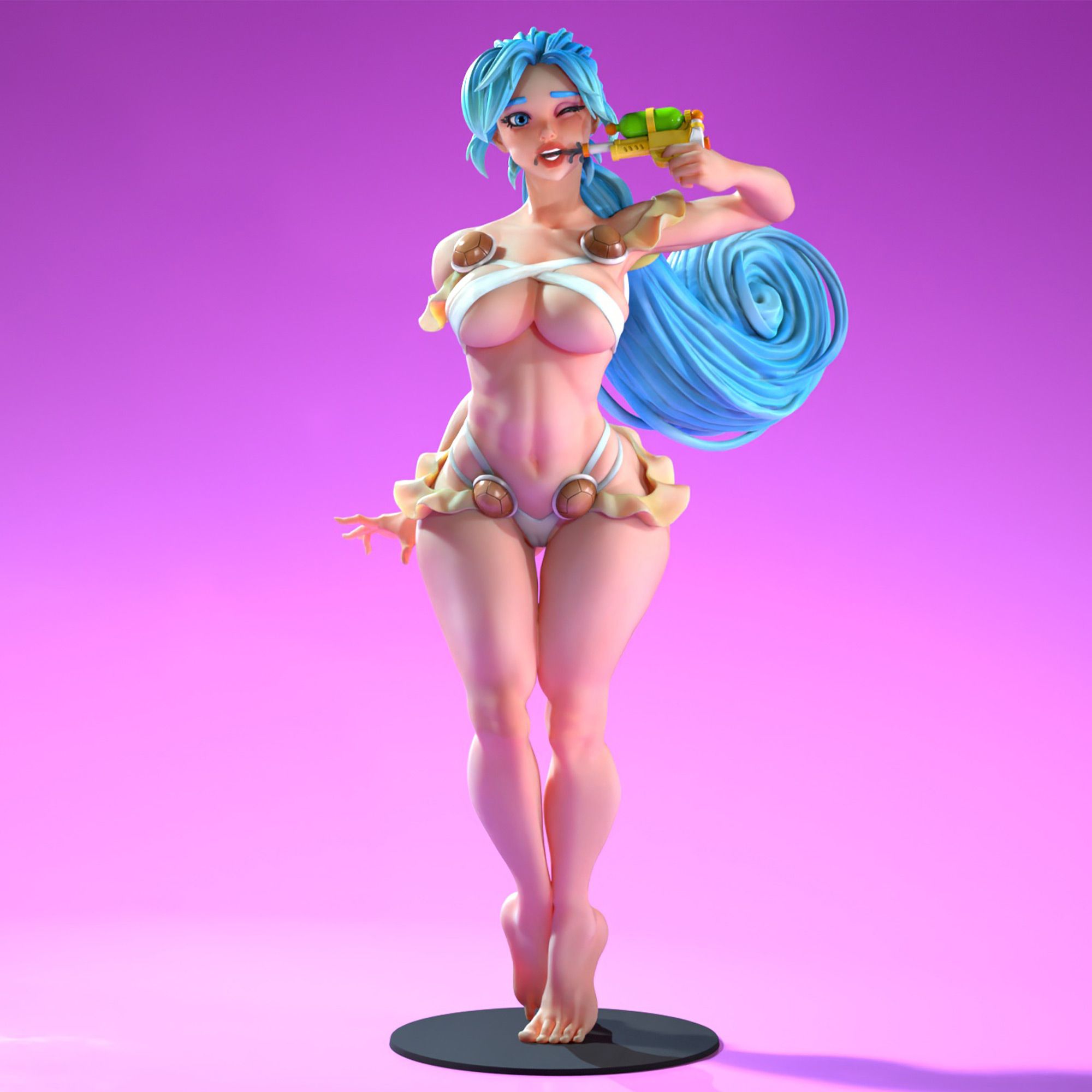 Waifumon Squirtle Statue | Pokémon Fan Art by SiryllArt SFW,NSFW 3d printed statue,3d printed,nsfw statue,cosplay pokemon statue,Waifumon Squirtle Statue,Pokemon Statue