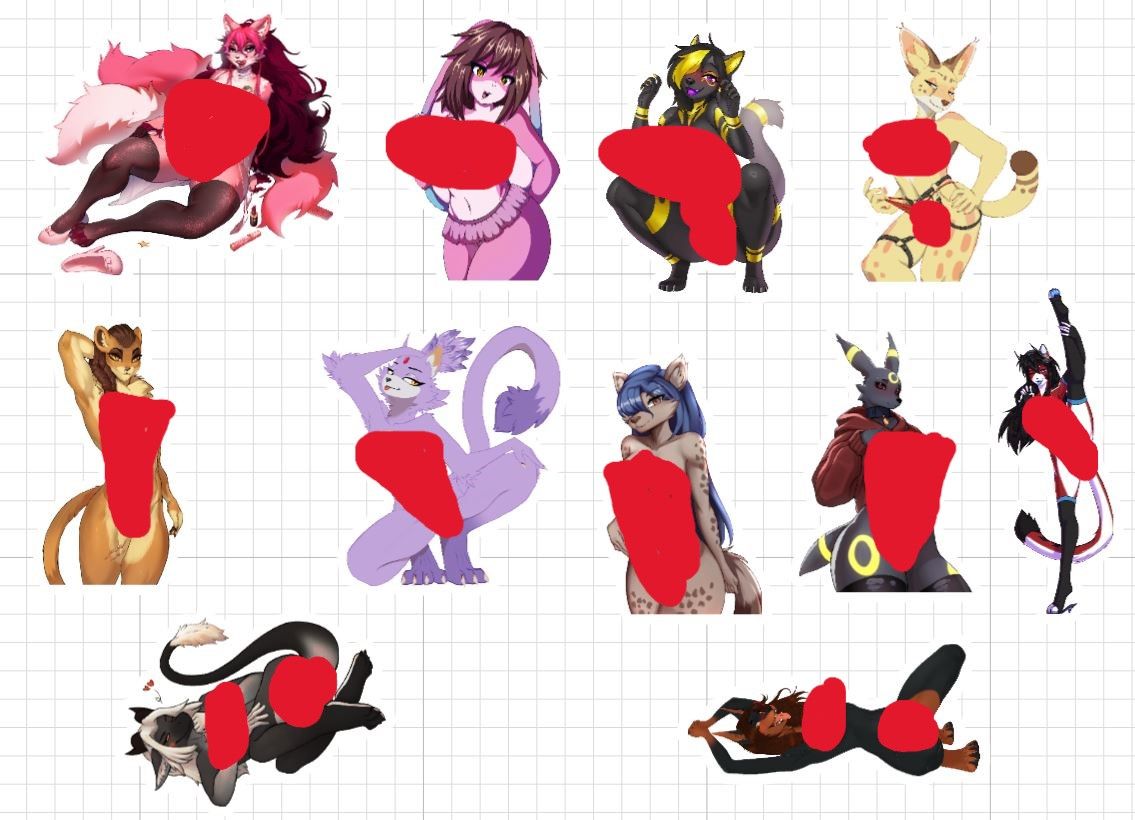 Furry Nsfw Girl 3 Mix Pack Sticker | Original Vinyl Sticker NSFW furry sticker,hyena sticker,stickers,NSFW stickers,furry nsfw sticker