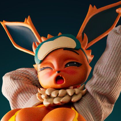 Eevee Chill Curvy Statue | Pokemon Fan Art by Officer Rhu SFW,NSFW,Futa 3d printed statue,3d printed,3d printed figure,Eevee Statue,Pokemon Statue,futa statue,futa figurines,futanari figurines,futanari statue,furry statue