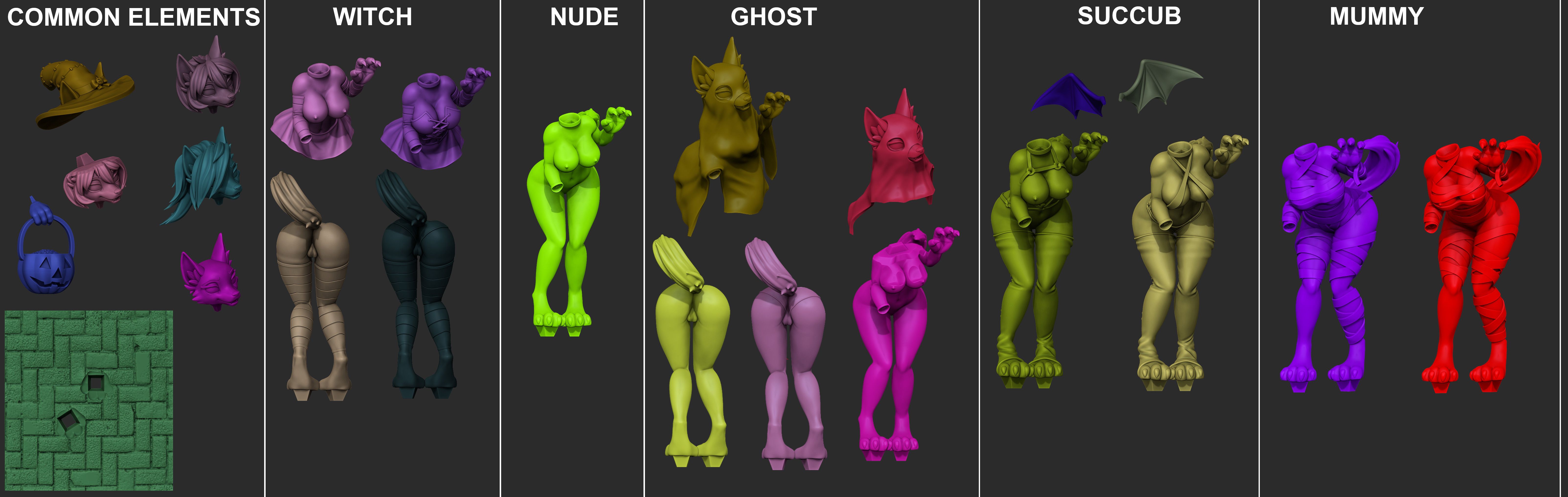 Wolfy Hallowen Statue | Original Fan Art by bosman697 SFW,NSFW null
