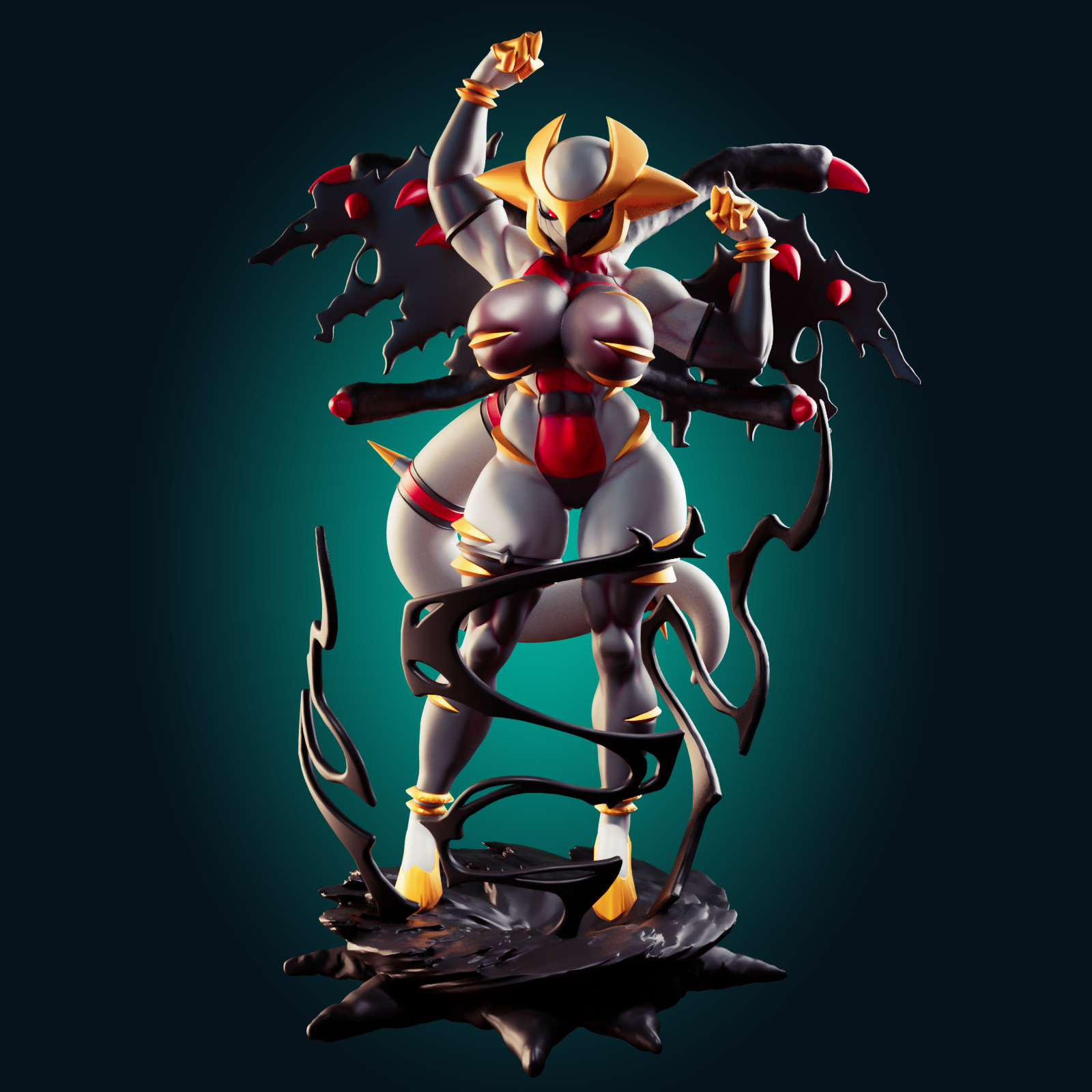 Giratina Muscle Mommy Statue | Pokémon Fan Art by Officer Rhu SFW,NSFW,Futa 3d printed,Giratina statue,futa statue,pokemon statue,furry statue,nsfw statue