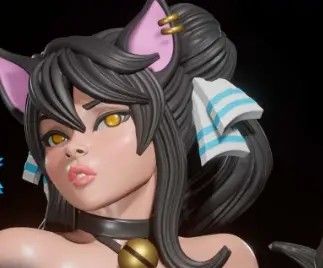 Furry Kitty Nekomimi Statue | Original Fan Art by Digital Dark SFW,NSFW,Futa null