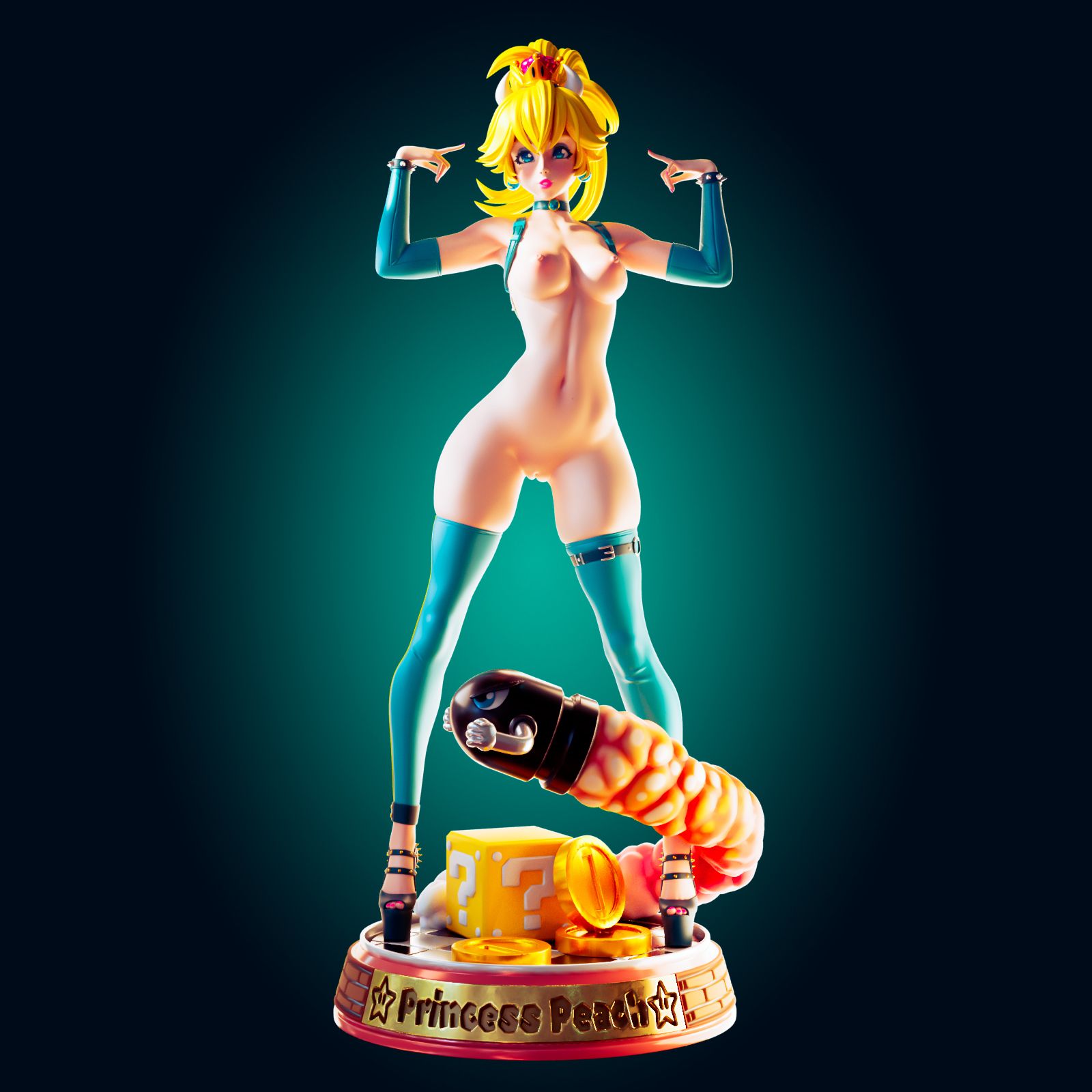 Princess Peach Thin Statue | Super Mario Fan Art by Officer Rhu SFW,NSFW,Futa 3d printed statue,3d printed,nsfw statue,Princess Peach Statue,Super Mario Statue,futa statue