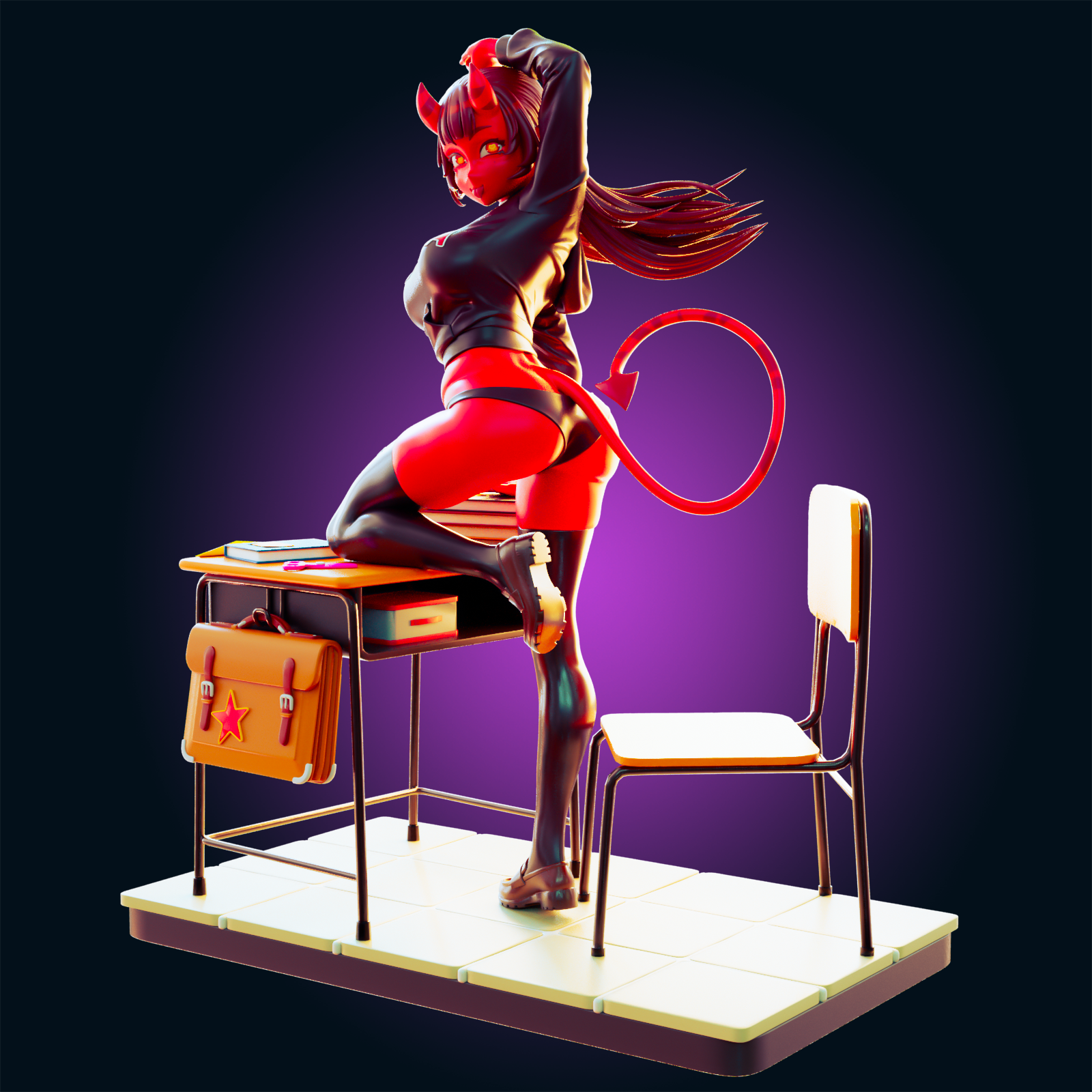 Meru Succubus Statue | Monster Girl Fan Art by Officer Rhu SFW,NSFW,Futa 3d printed,Meru Succubus statue,futa statue,Monster Girl statue,furry statue,nsfw statue