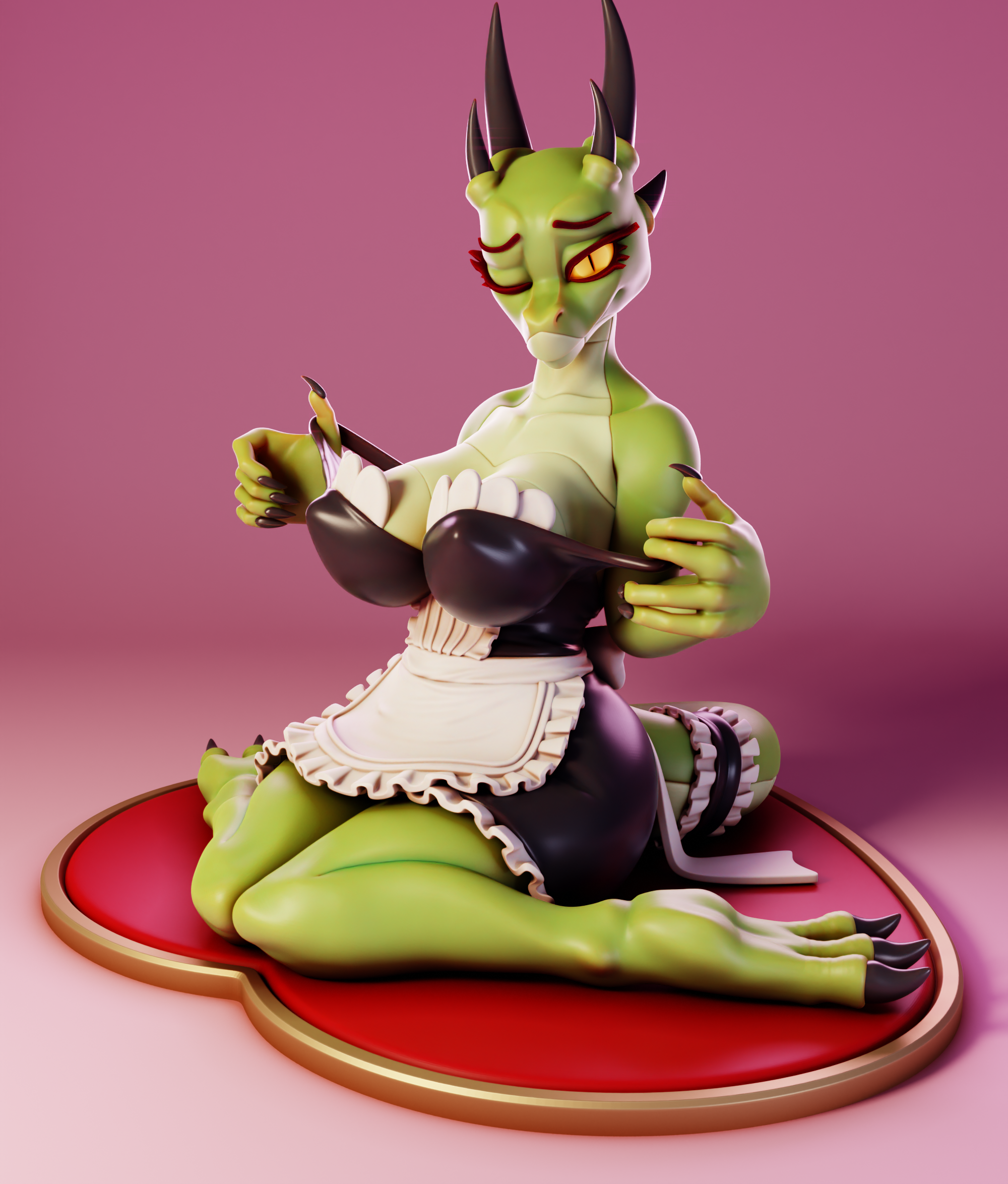 The Lusty Argonian v1 Maid Statue | Original Fan Art by Gray World SFW 3d printed statue,3d printed,Argonian Maid Statue,dragon statue,nsfw statue,3d printed figure