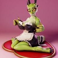 The Lusty Argonian v1 Maid Statue | Original Fanart von Gray World SFW 3d printed statue,3d printed,Argonian Maid Statue,dragon statue,nsfw statue,3d printed figure