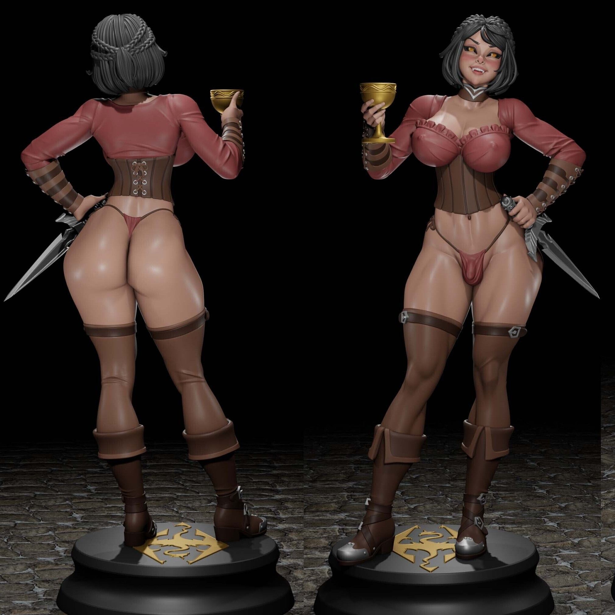 Statua Serana Vampire | DnD Fan Art di Digital Dark SFW,NSFW,Futa 3d printed statue,3d printed,nsfw statue,futa statue,3d printed figure,Serana Vampire Statue