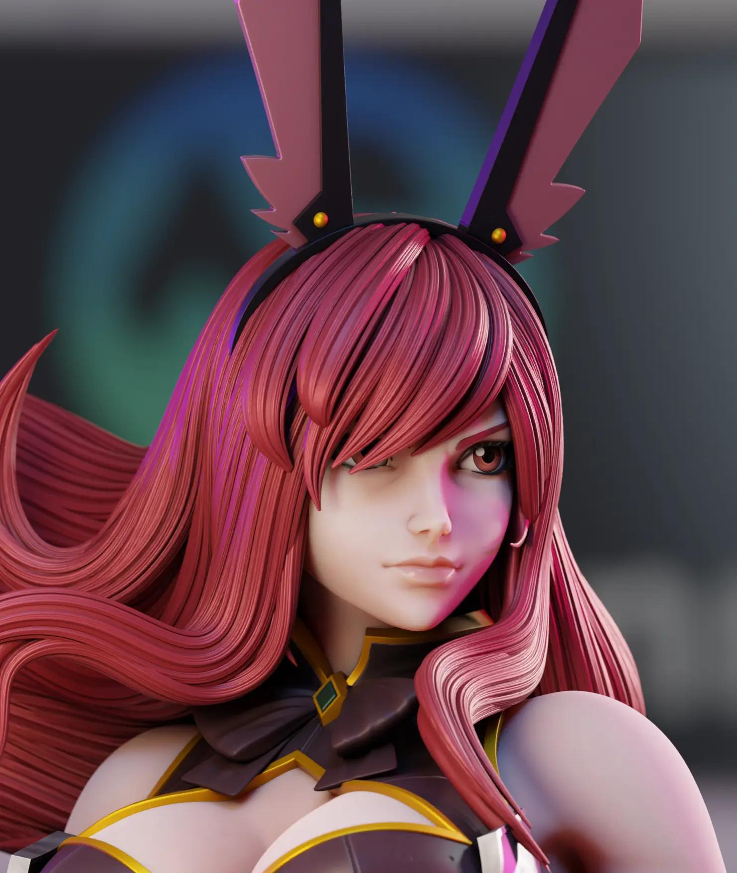 Erza Scarlet Statue | Fairy Tail Fan Art by 3Dmoonn SFW 3d printed,3d printed statue,Erza Scarlet Statue,Fairy Tail statue