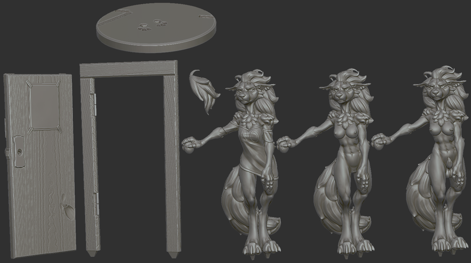 Loona Open The Door Statue | Helluva Boss Fan Art by juicehok SFW,NSFW,Futa 3d printed,3d printed statue,Loona Statue,Helluva Boss,furry statue,nsfw statue,futa statue