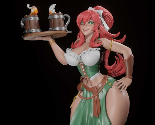 Barmaid Statue | Original Fan Art by Digital Dark SFW,NSFW,Futa null