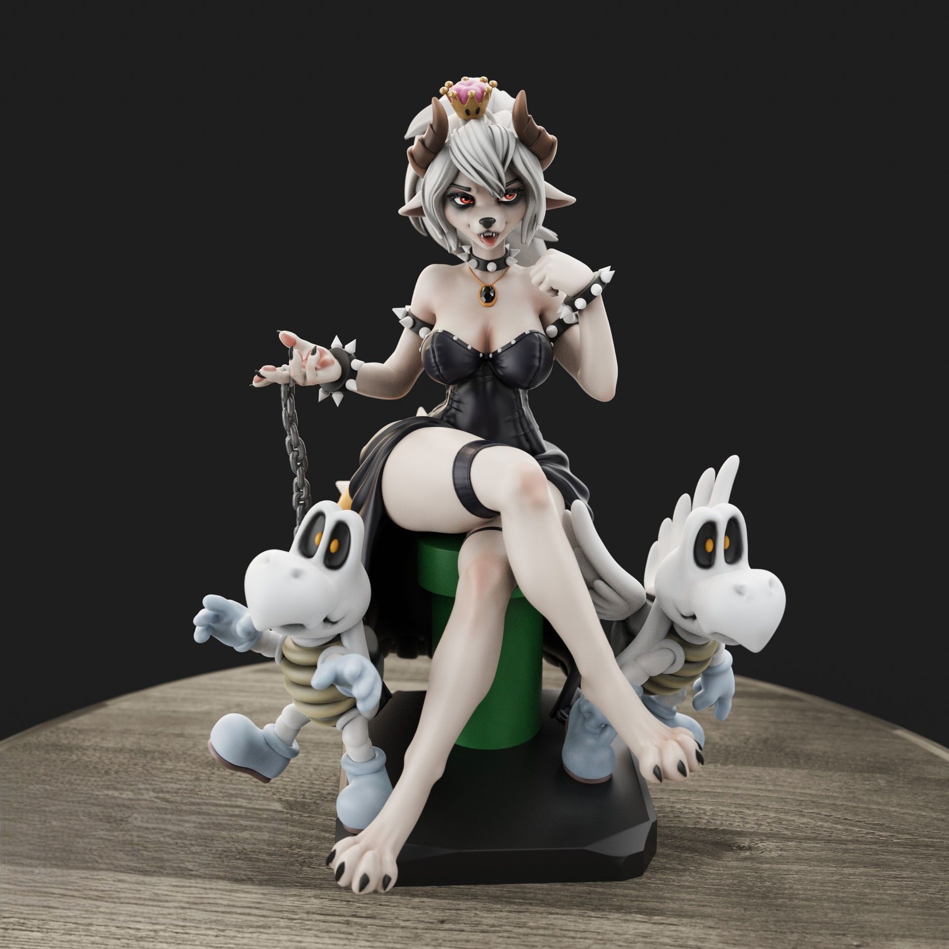 Bowsette Furry Statue | Super Mario Fan Art by Anyonensfw SFW,NSFW,Futa 3d printed,3d printed statue,nsfw statue,futa statue,Bowsette Statue,Super Mario Statue