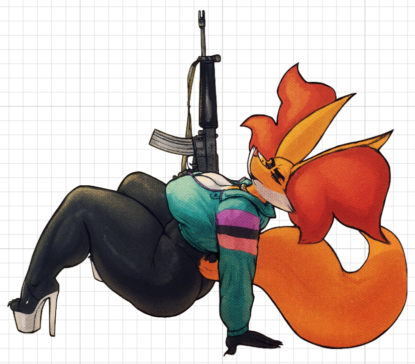 Delphox Guns Furry Sticker | Pokémon Vinyl Sticker SFW sfw sticker,stickers,Delphox Guns sticker,pokemon sticker,furry sticker