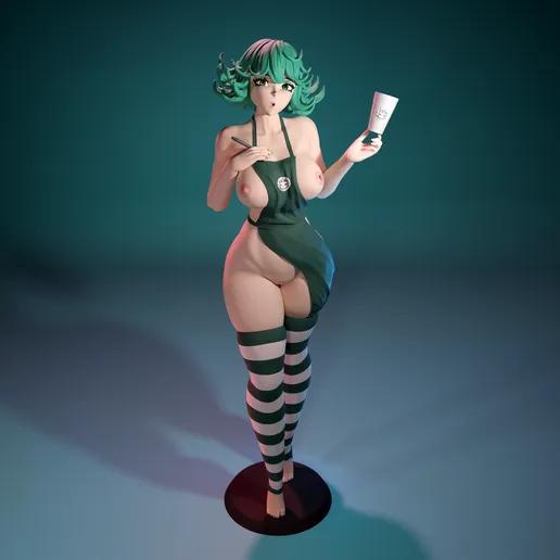 Starbucks Tatsumaki Statue | One-Punch Man Fan Art by FunserviceSTL SFW,NSFW 3d printed statue,nsfw statue,Starbucks Tatsumaki statue,One-Punch Man,3d printed figure,3d printed