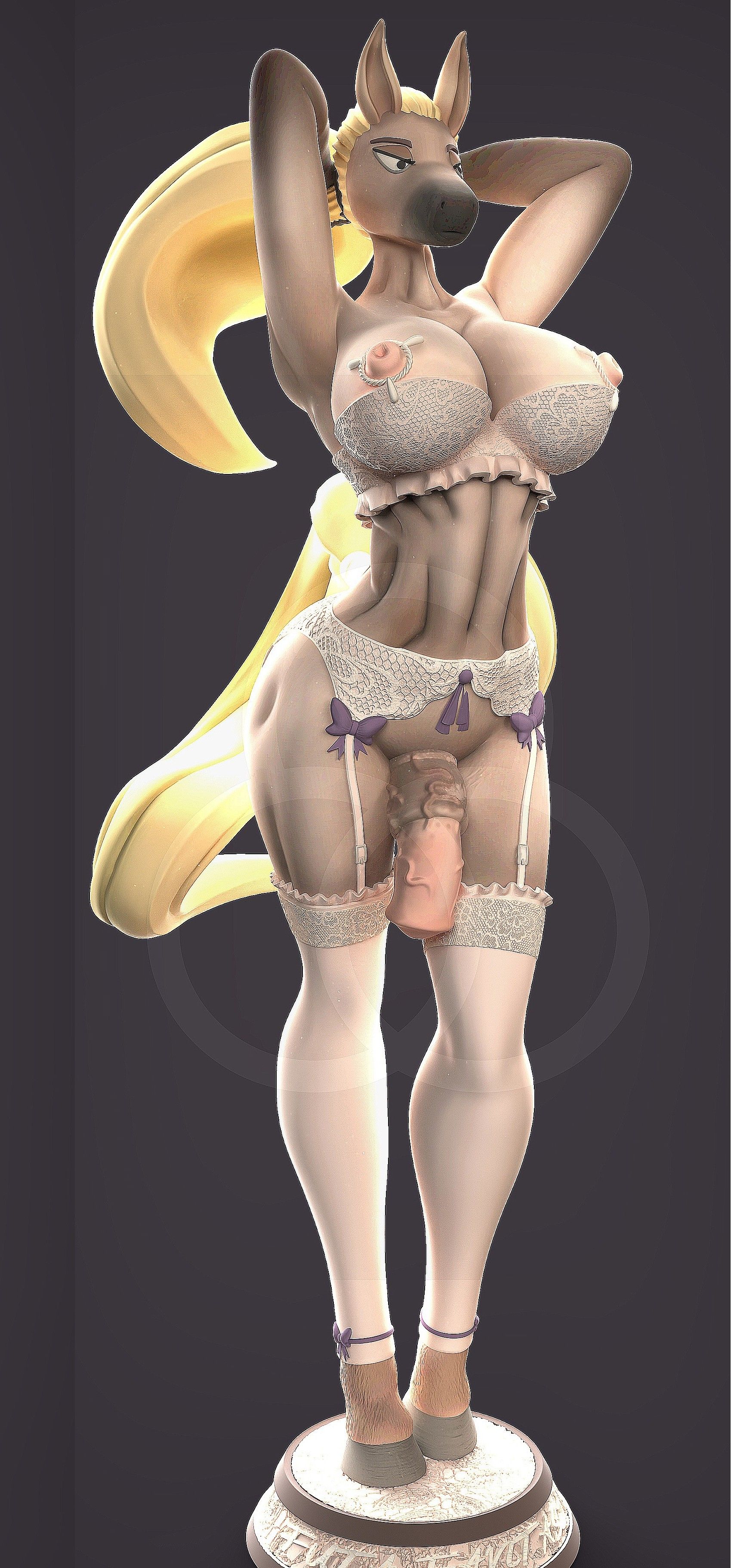 Shehorse Flaccid Futa Statue | Original Fan Art by FutaFantasy Futa 3d printed statue,3d printed,nsfw statue,3d printed figure,Shehorse Statue,futa statue,futa figurines,futanari figurines,futanari statue,original statue