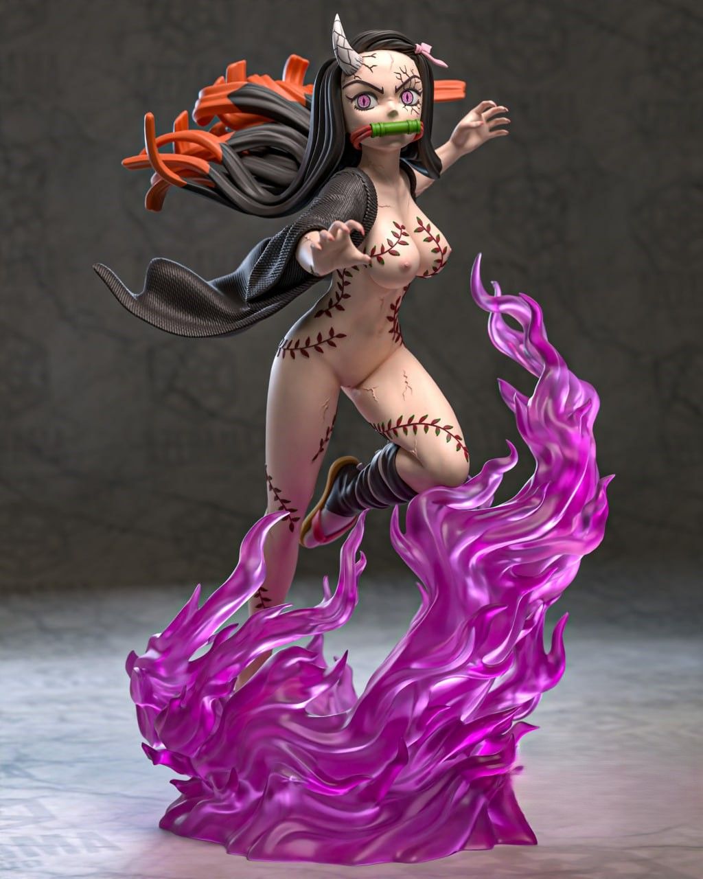 Nezuko Demon Awakened Statue | Demon Slayer Fan Art by Azerama SFW,NSFW 3d printed,3d printed statue,nsfw statue,Nezuko Demon statue,Demon Slayer statue