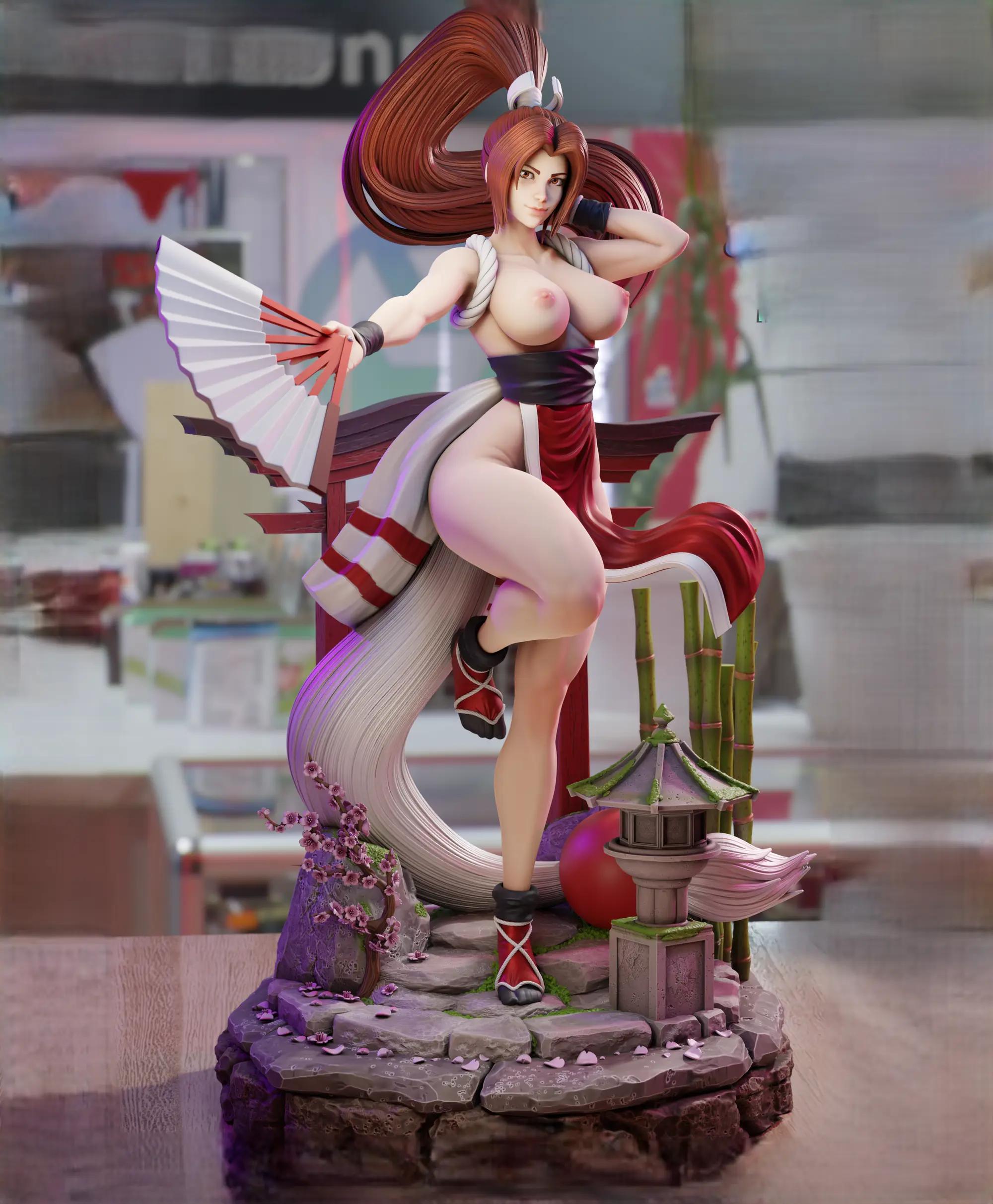 Mai Shiranui Statue | The King of Fighters Fan Art by 3Dmoonn SFW,NSFW 3d printed,3d printed statue,Mai Shiranui Statue,The King of Fighters statue,nsfw statue