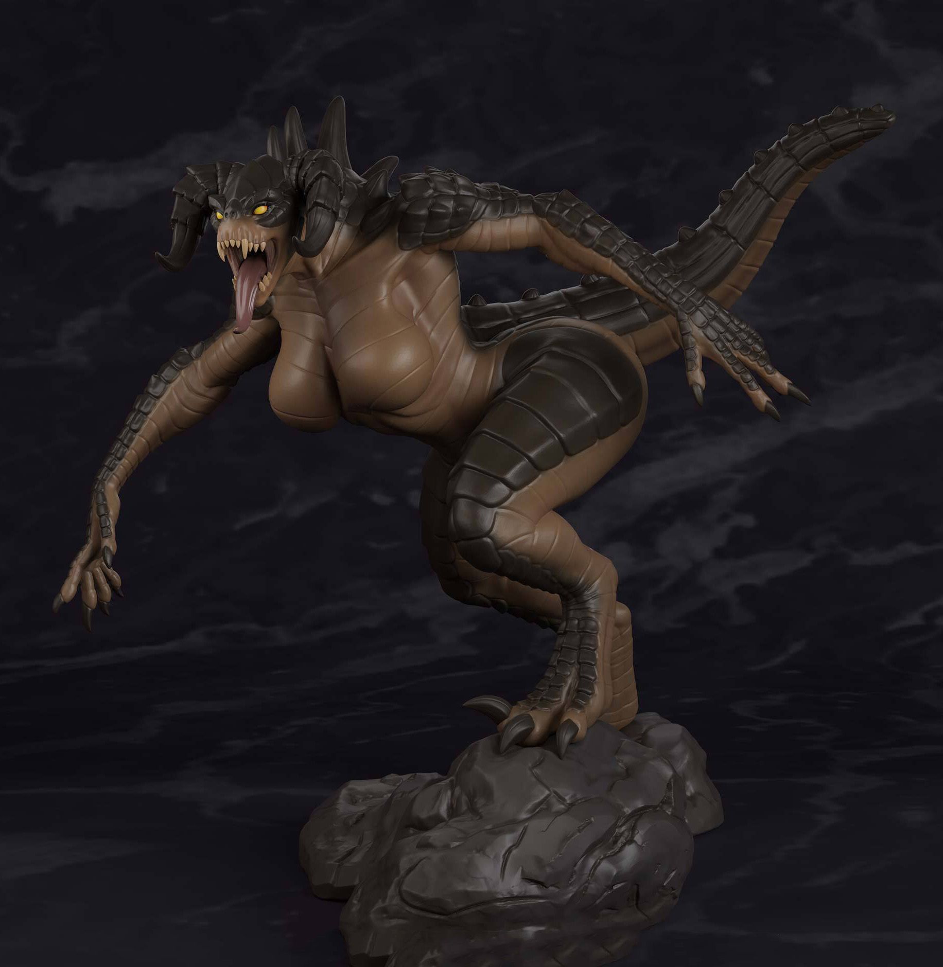 Deathclaw Furry Statue | Fallout Fan Art by PolyBitsArt SFW,NSFW,Futa 3d printed statue,3d printed,3d printed figure,Fallout Statue,Deathclaw Statue,nsfw statue,futa figurines,futanari figurines,futanari statue,futa statue
