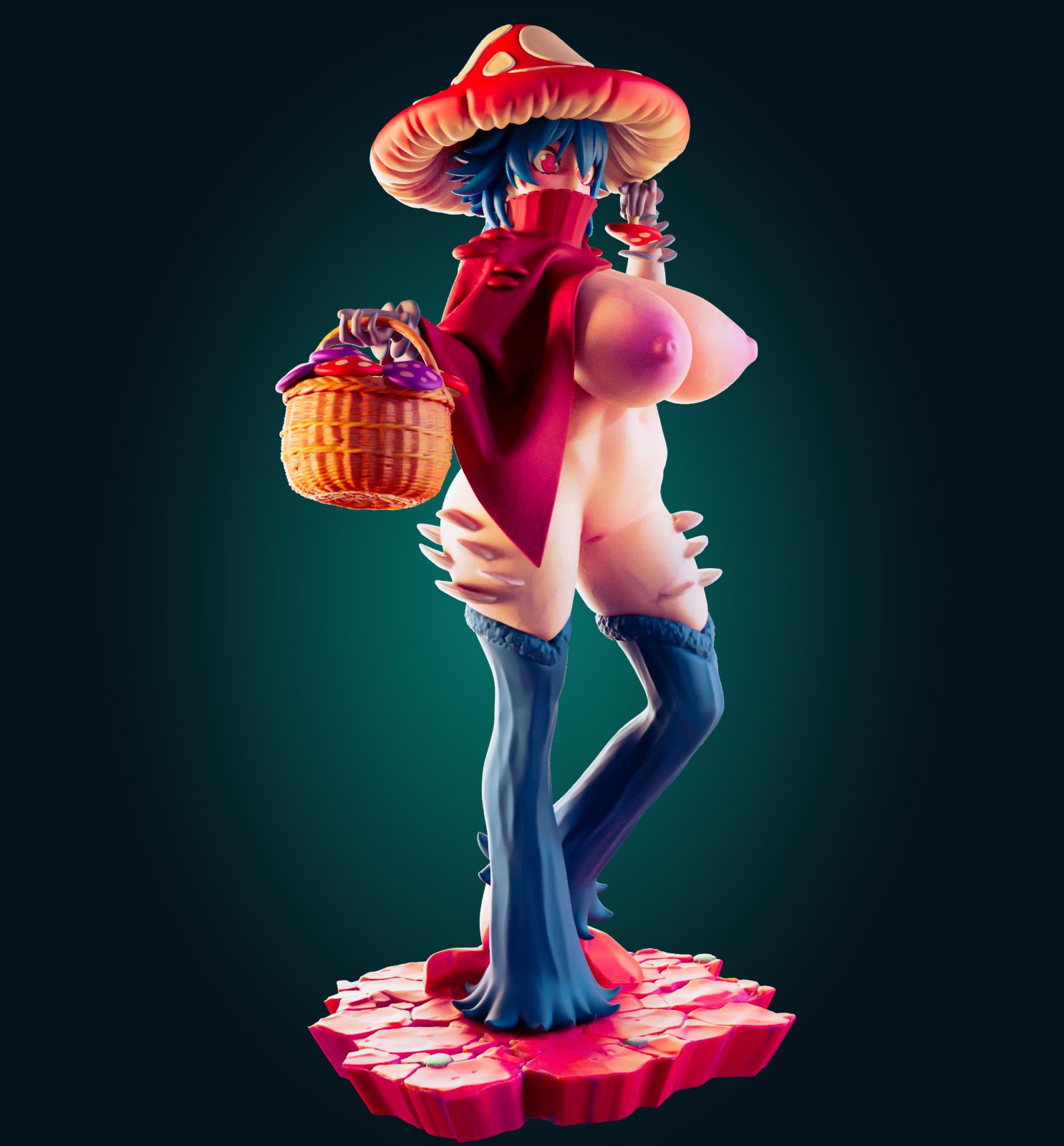 Red Mushroom Girl Furry Statue | Monster Girl Fan Art by Officer Rhu SFW,NSFW,Futa 3d printed statue,3d printed,3d printed figure,Red Mushroom Girl Statue,Monster Girl Statue,nsfw statue,furry statue,futanari figurines,futanari statue,futa figurines,futa statue