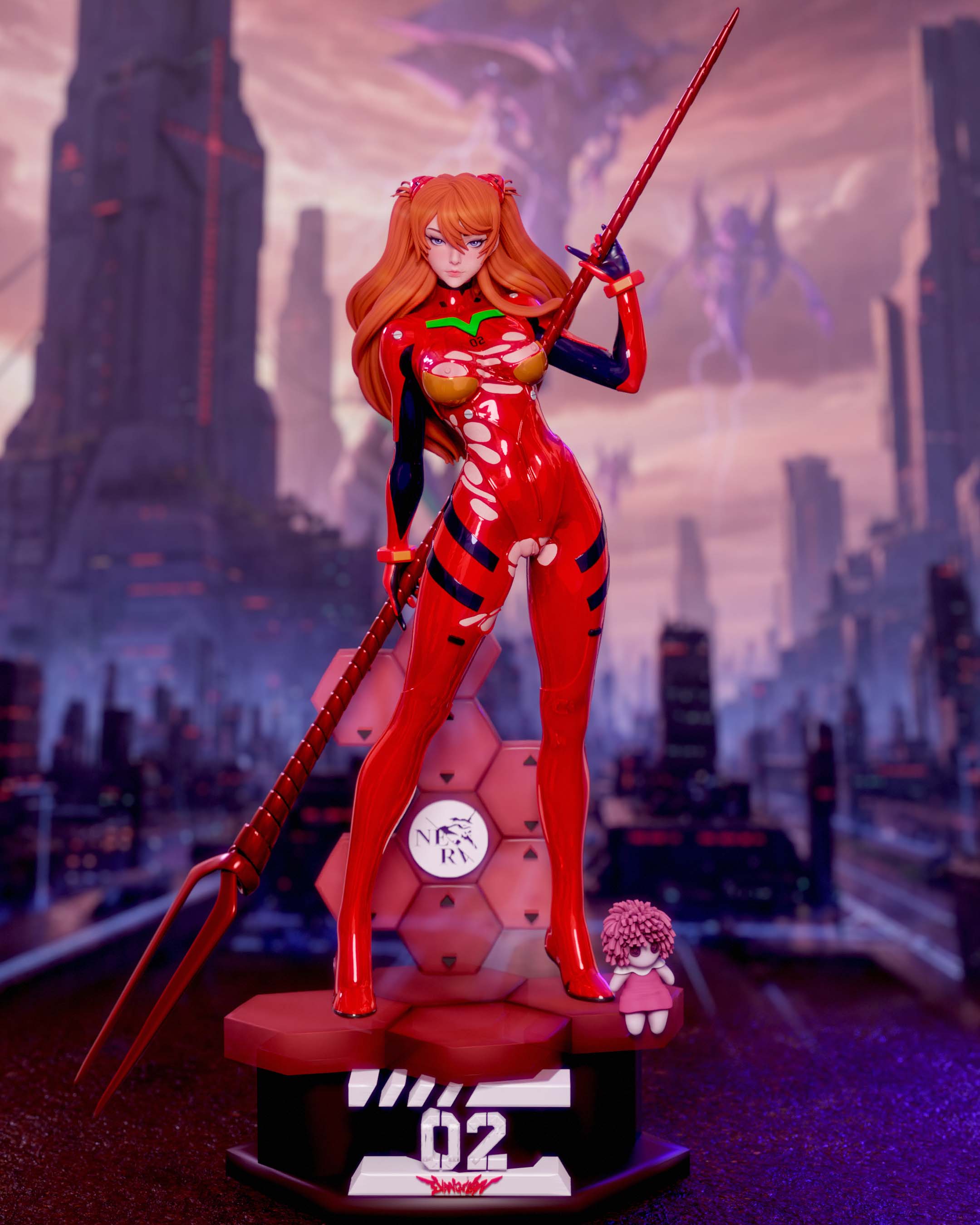 Asuka Statue | Evangelion Fan Art by Momoji3d SFW,NSFW 3d printed statue,3d printed,nsfw statue,evangelion statue,Asuka statue