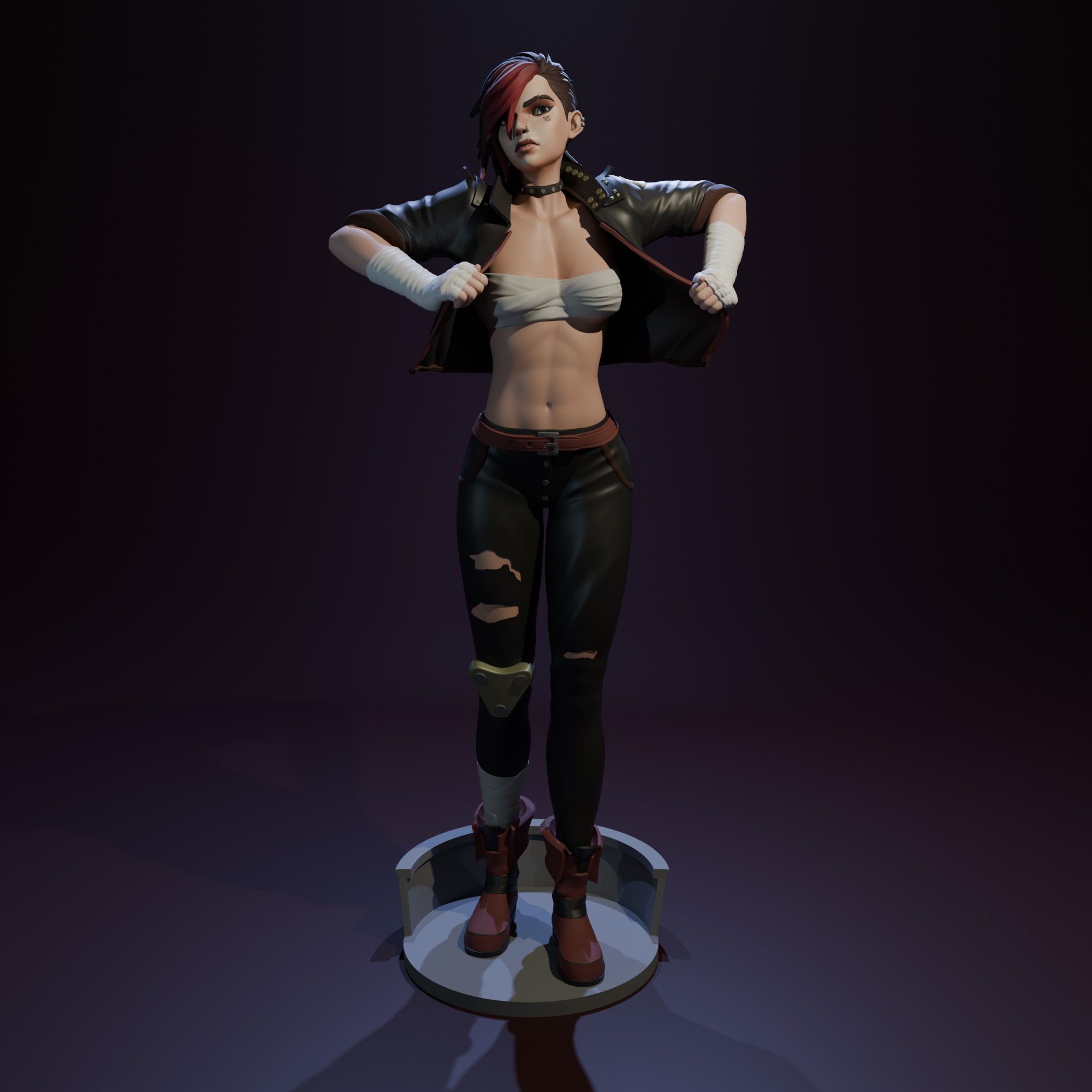Vi Statue | Arcane Fan Art by FunserviceSTL SFW,NSFW 3d printed statue,nsfw statue,Arcane statue,Vi Statue,3d printed figure,3d printed
