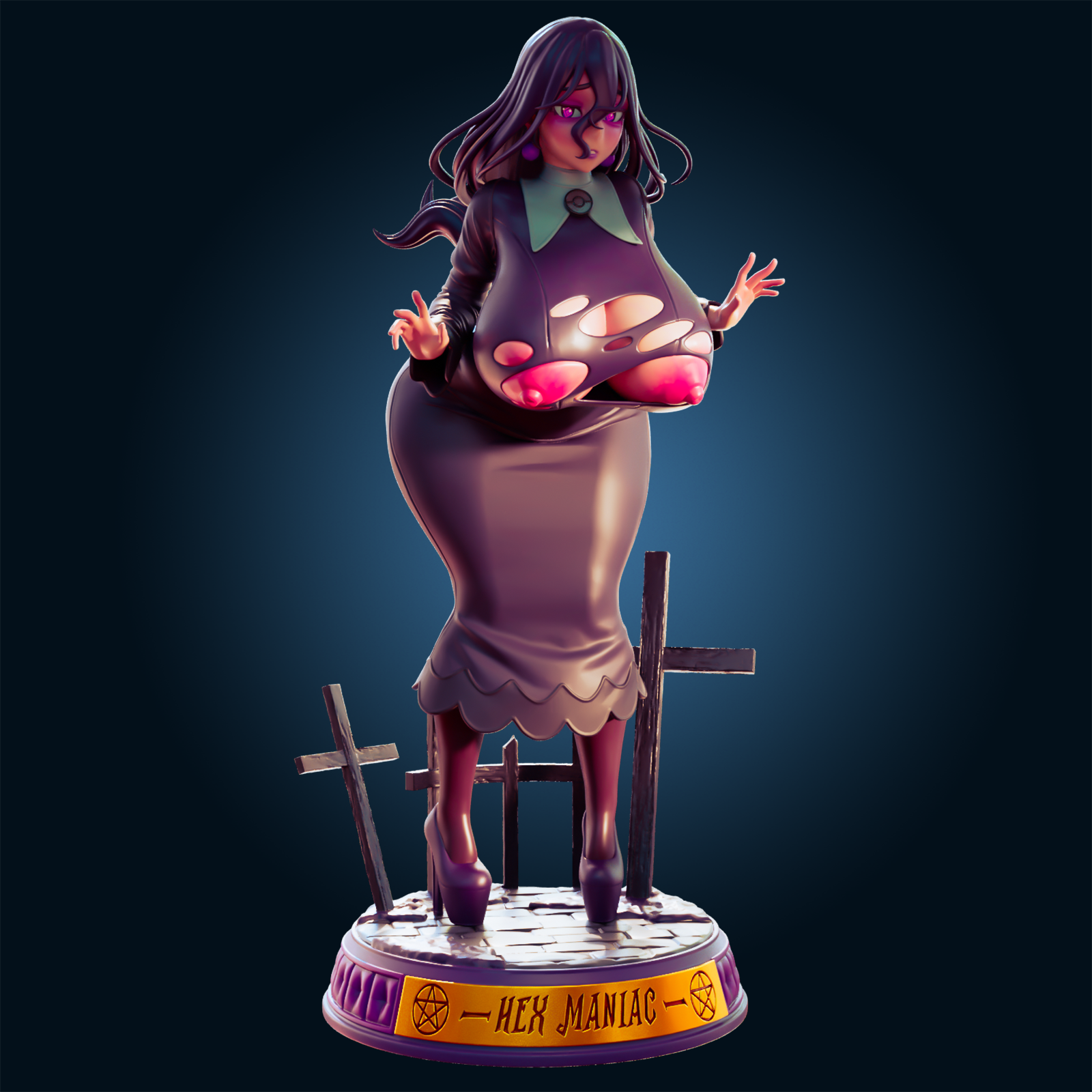 Hex Maniac ZA Ultra Thicc Statue | Pokémon Fan Art by Officer Rhu SFW,NSFW,Futa 3d printed,Hex Maniac statue,futa statue,pokemon statue,furry statue,nsfw statue