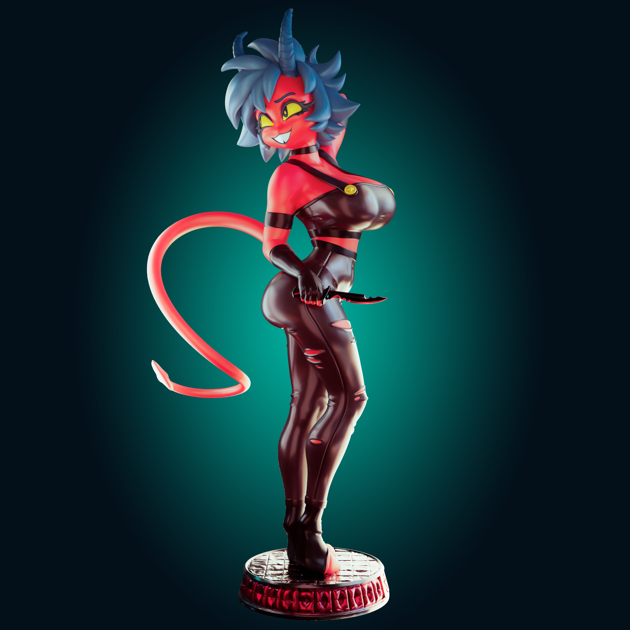Millie Statue | Helluva Boss Fan Art by Officer Rhu SFW,NSFW,Futa 3d printed statue,3d printed,nsfw statue,futa statue,Millie Statue,Helluva Boss Statue