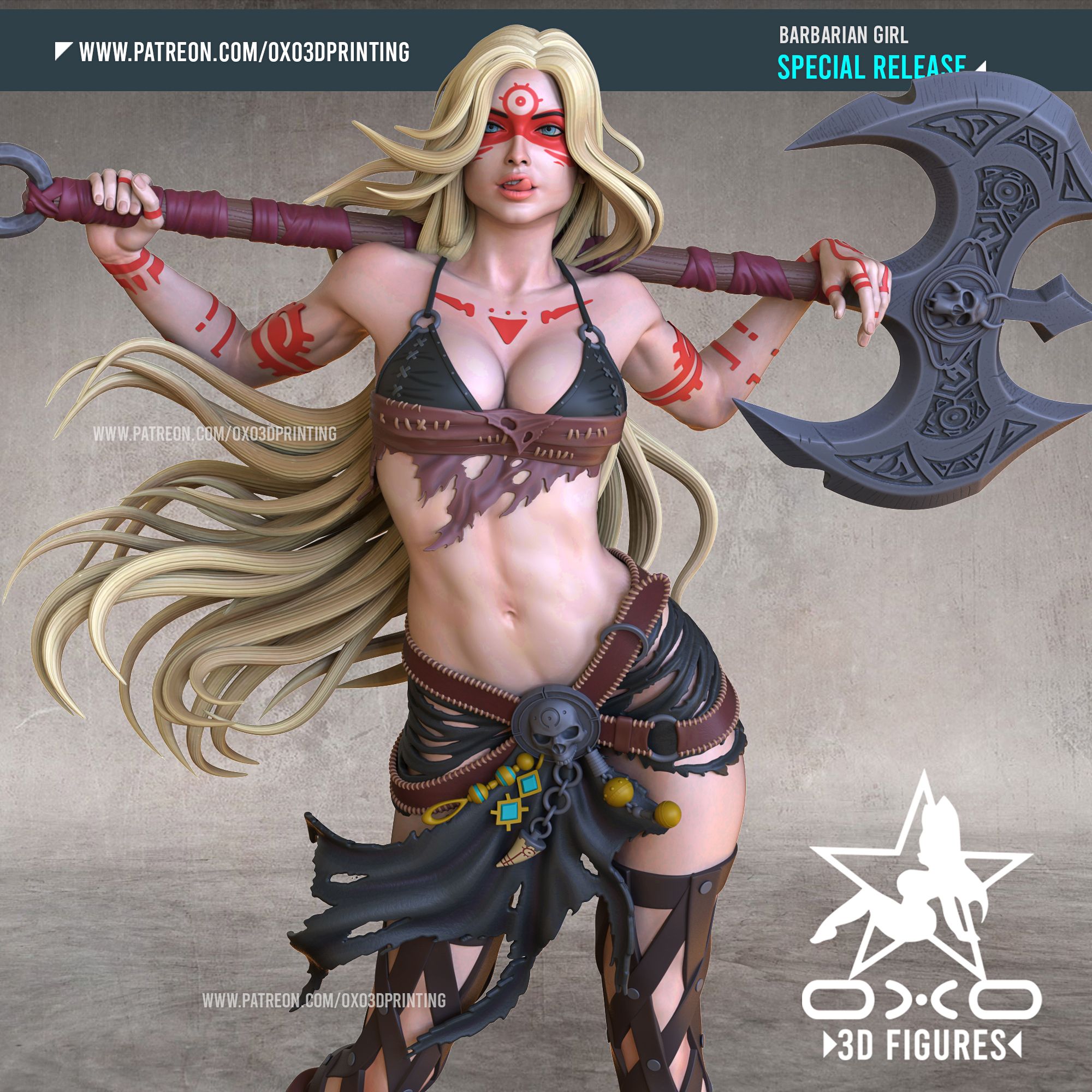 Barbarian Waifu Statue | Original Fan Art by OXO3D SFW,NSFW null