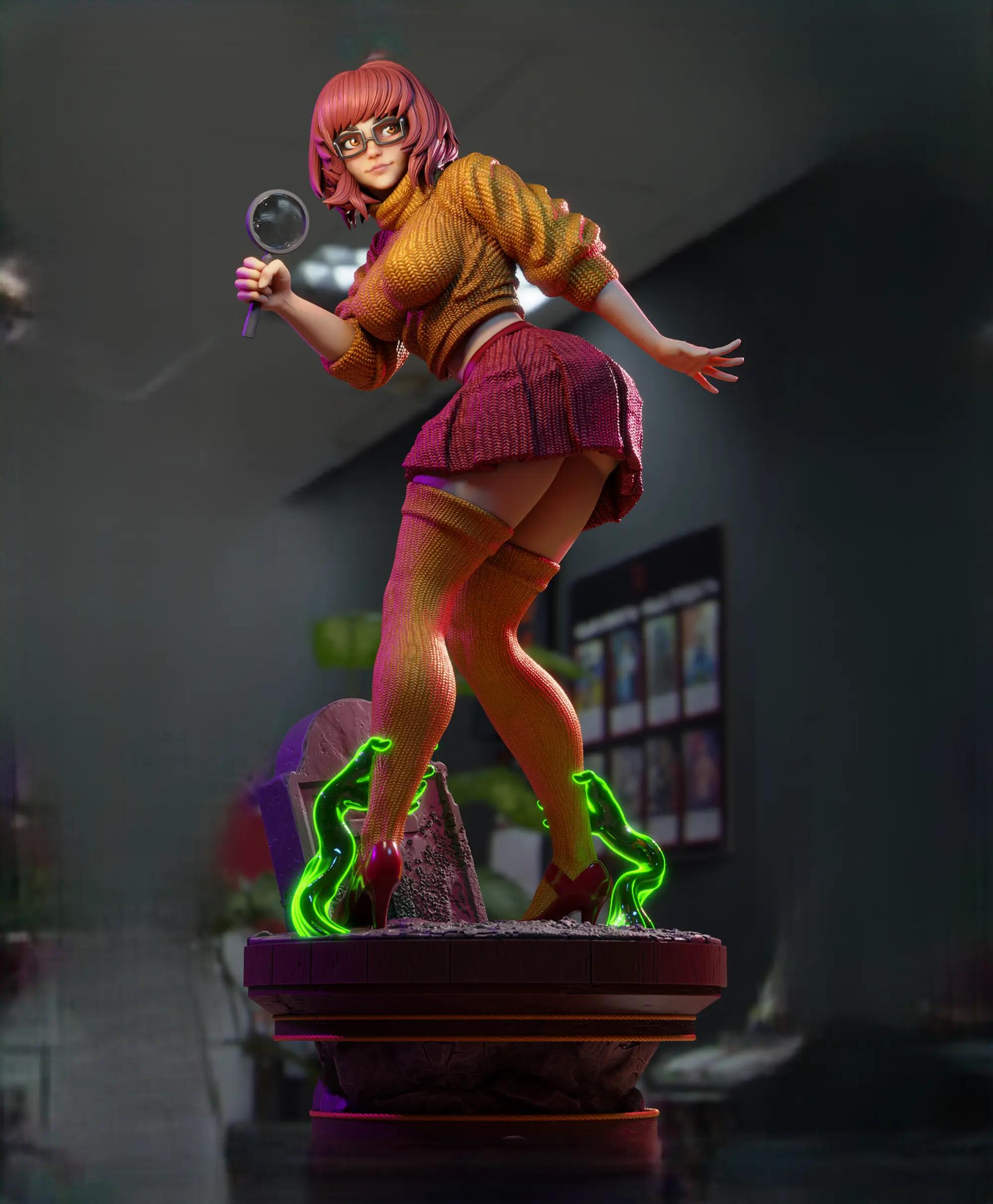 Velma Dinkley Statue | Scooby-Doo Fan Art by 3Dmoonn SFW,NSFW 3d printed,3d printed statue,Velma Dinkley Statue,Scooby-Doo statue,nsfw statue