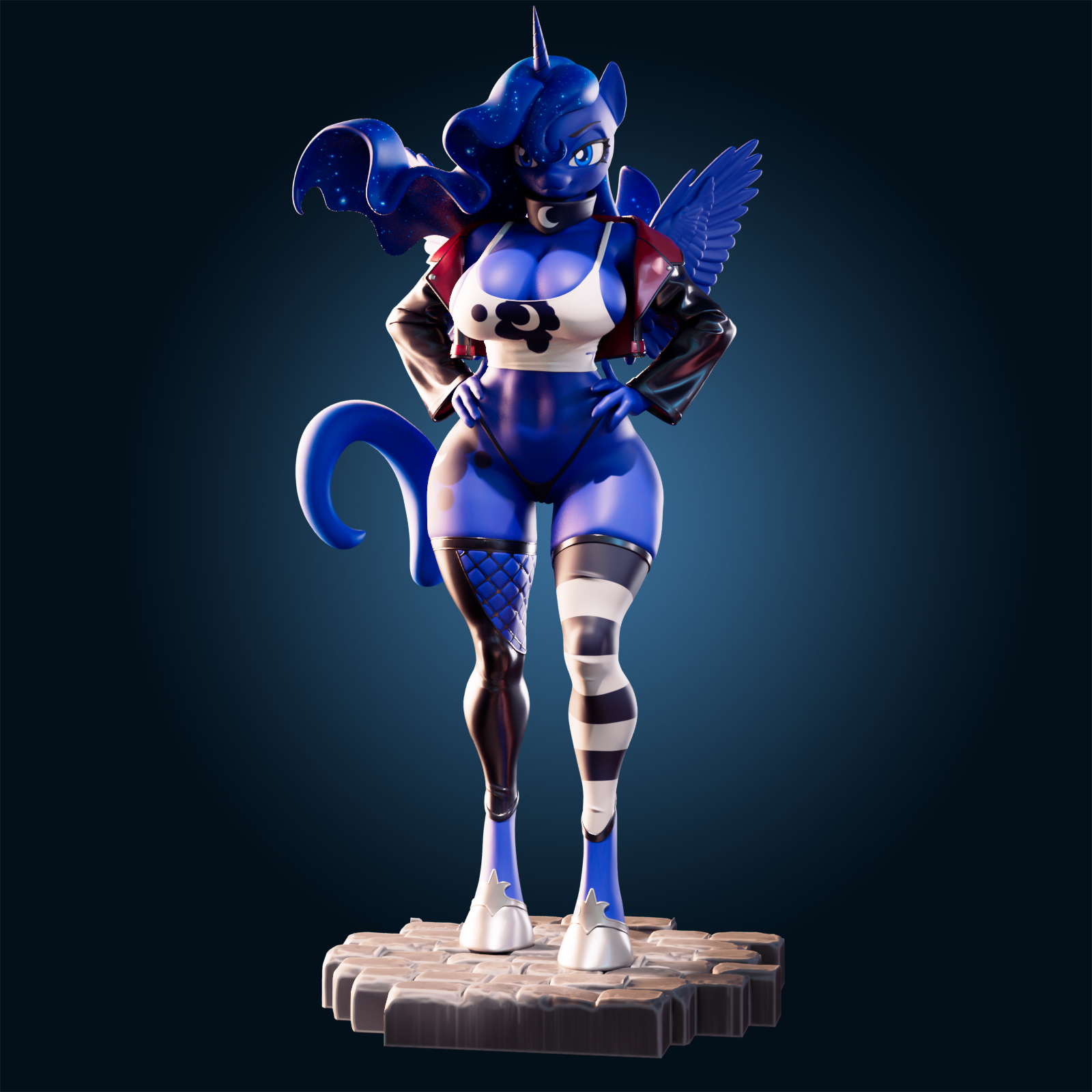 Princess Luna Statue | My Little Pony Fan Art by Officer Rhu SFW,NSFW,Futa 3d printed,Princess Luna statue,futa statue,My Little Pony statue,furry statue,nsfw statue