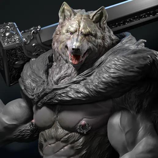 Blade Wolf Pen Holder Statue | Original Fan Art by JustGruff SFW,NSFW 3d printed statue,3d printed pen holder,wolf statue,3d printed nsfw,3d printed furry