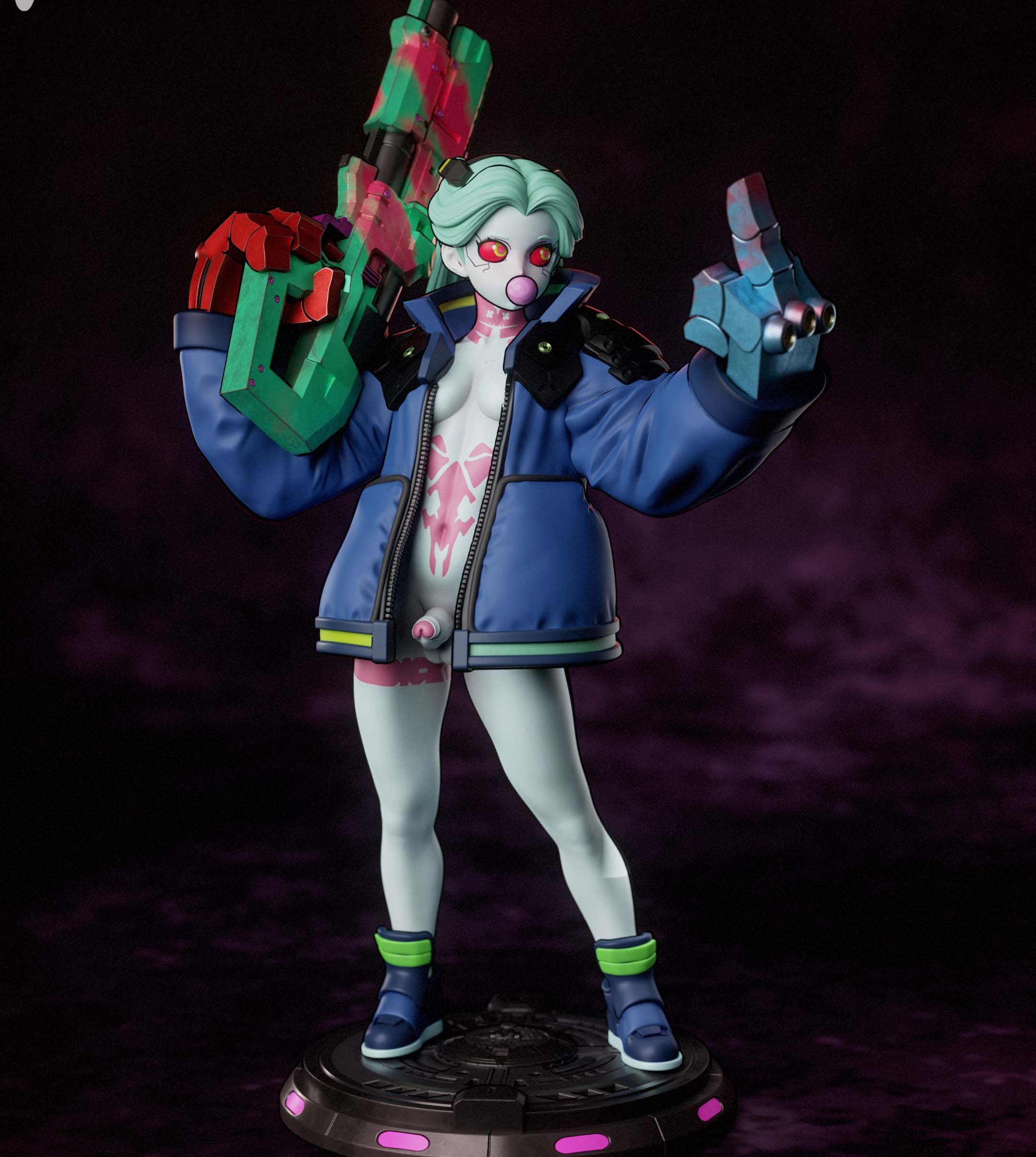 Rebecca Statue | Cyberpunk Edgerunners Fan Art by Gatsu SFW,NSFW,Futa 3d printed statue,3d printed,nsfw statue,futa statue,Rebecca Statue,Cyberpunk Edgerunners statue,futa figurines,futanari figurines,futanari statue,furry statue