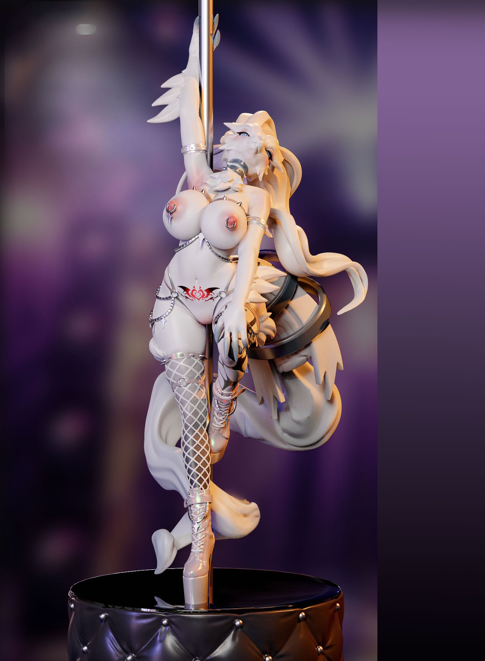 Reshiram Pole Dance Furry Statue | Pokemon Fan Art by Onagaba SFW,NSFW 3d printed statue,3d printed,3d printed figure,Reshiram Statue,Pokémon Statue,nsfw statue,furry statue
