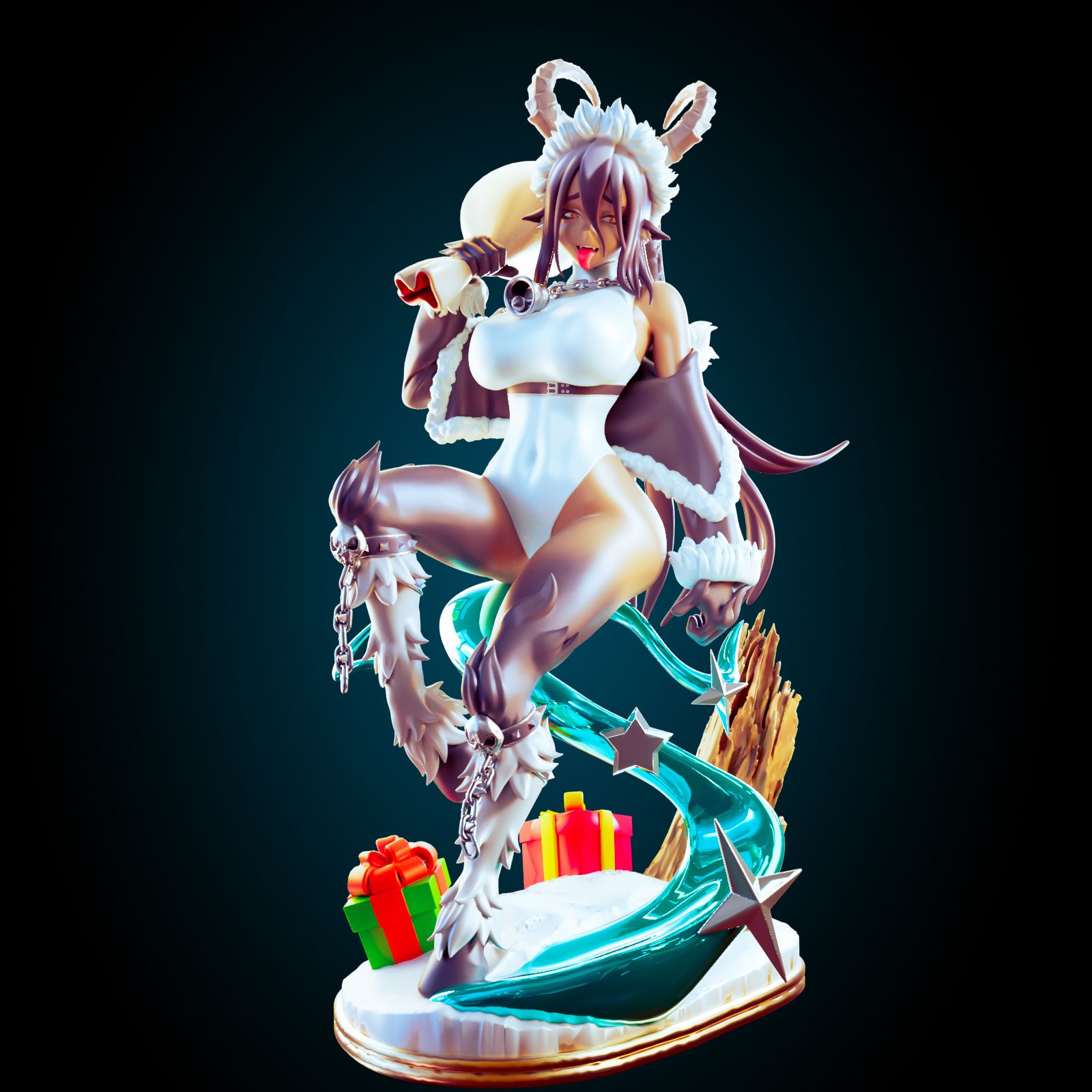 Christmas Krampus Statue | Monster Girl Fan Art by Officer Rhu SFW,NSFW,Futa 3d printed statue,3d printed,nsfw statue,Christmas Krampus Statue,Monster Girl Statue,futa statue