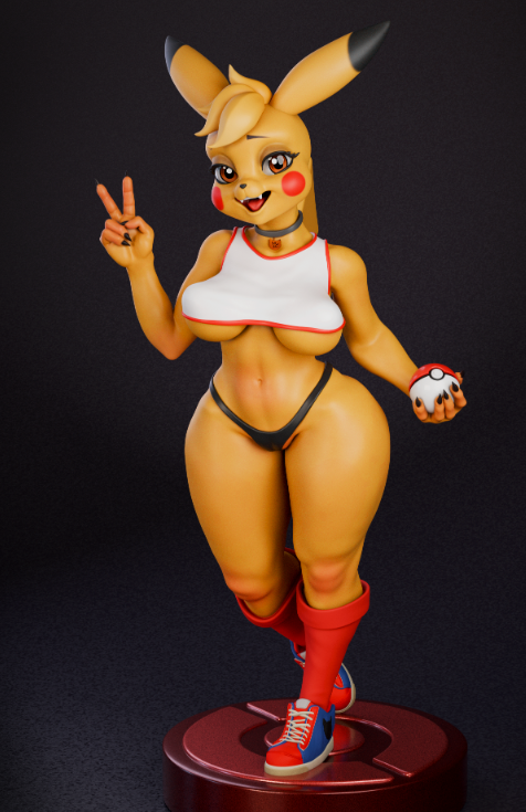 Pikachu Statue | Pokemon Fan Art by mowmaw NSFW,Futa 3d printed,Pikachu Statue,futa statue,pokemon statue,furry statue,nsfw statue