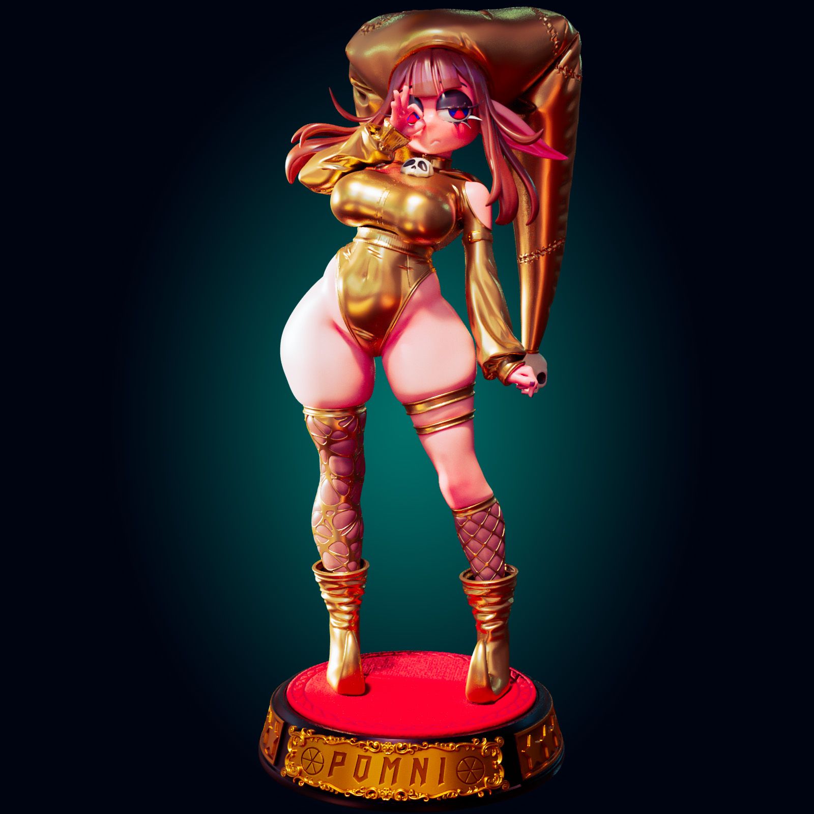 Statue Pomni Goth | Digital Circus Fan art par Officer Rhu SFW,NSFW,Futa 3d printed statue,3d printed,3d printed figure,Digital Circus Statue,Pomni Goth Statue,nsfw statue,futa statue,futa figurines,futanari figurines,futanari statue