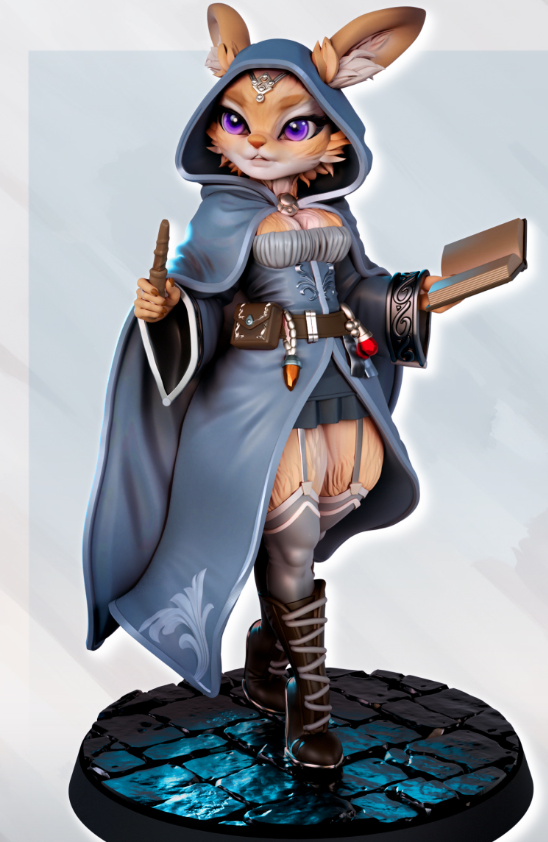 Mage Elowen Softpaw the Harengon Miniature | DnD Fan Art by Gaz Minis SFW 3d printed,miniature,dnd miniature,Mage Elowen Softpaw the Harengon,3d printed miniature