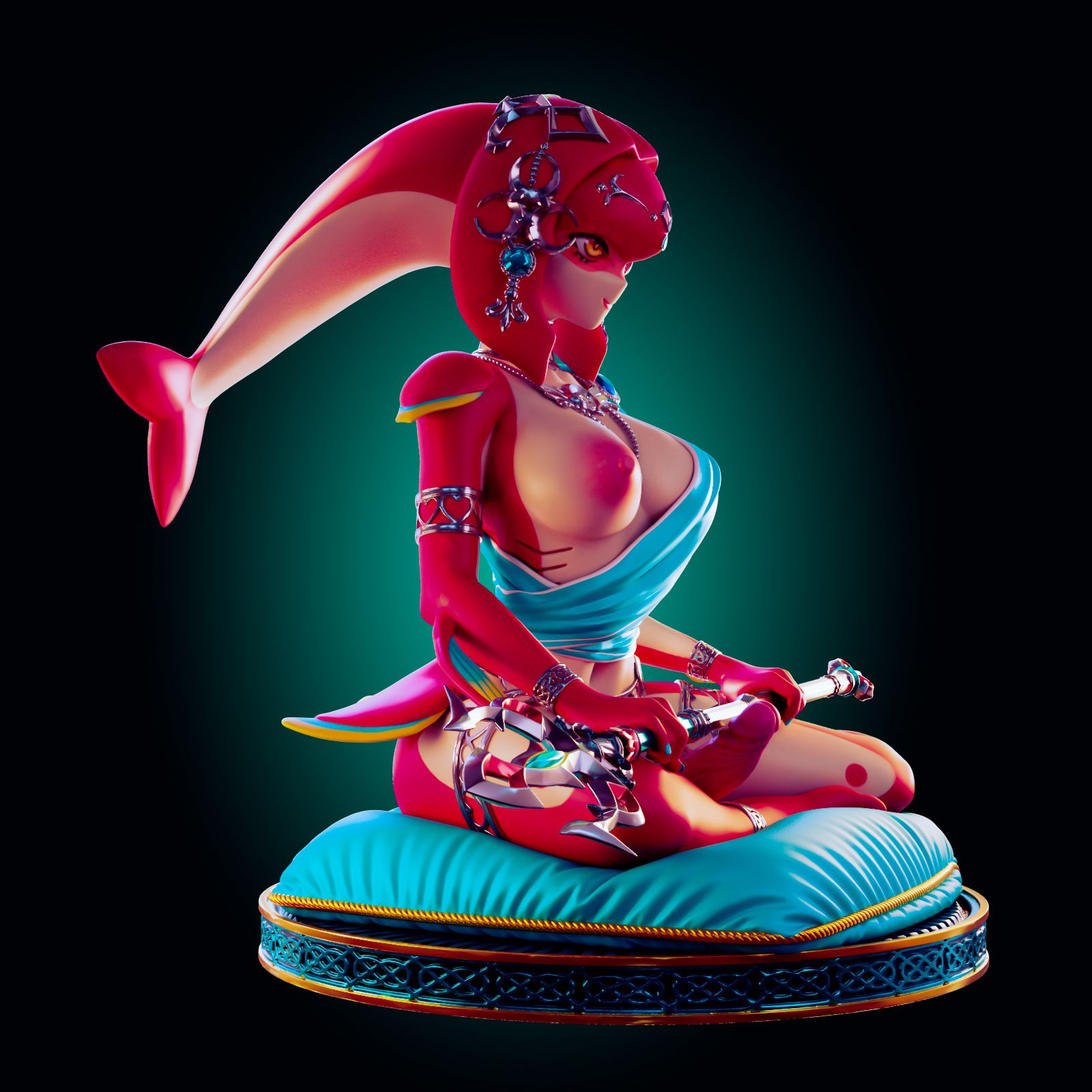 Mipha Aqua Statue | The Legend of Zelda Fan Art by Officer Rhu SFW,NSFW,Futa 3d printed,Mipha Aqua statue,The Legend of Zelda statue,3d printed figure,nsfw statue,futa statue