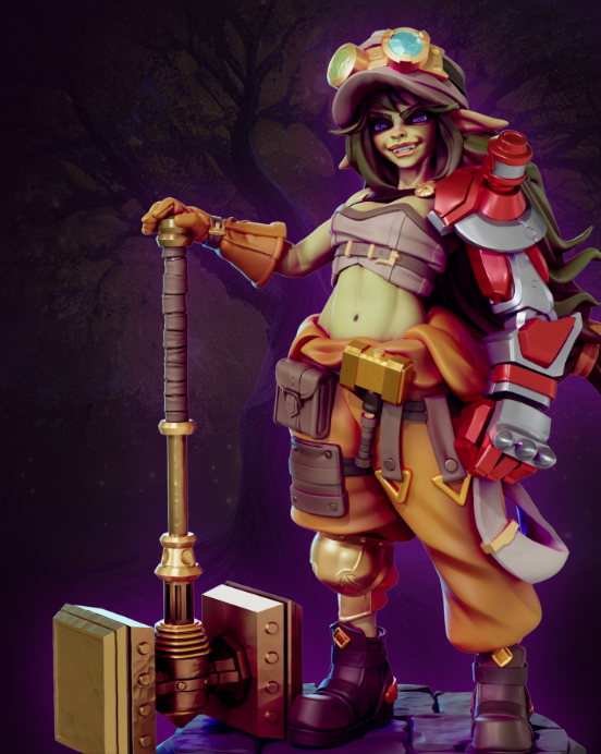 Morigan the Goblin mechanic Miniature | DnD Fan Art by Gaz Minis SFW,NSFW 3d printed,miniature,dnd miniature,Morigan the Goblin mechanic,3d printed miniature