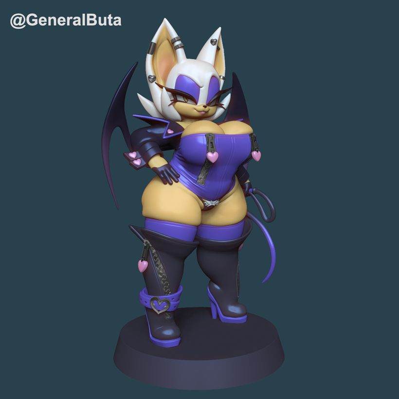 Rouge Statue | Sonic the Hedgehog Fan Art by GeneralButa SFW,NSFW 3d printed statue,3d printed,nsfw statue,Rouge Statue,3d printed figure,Sonic the Hedgehog