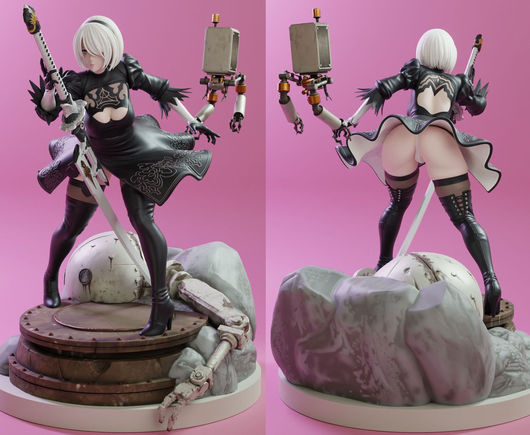 2B NieR Statue | NieR: Automata Fan Art by KiTNo SFW,NSFW 3d printed statue,3d printed figure,nsfw statue,2B NieR statue,NieR: Automata statue