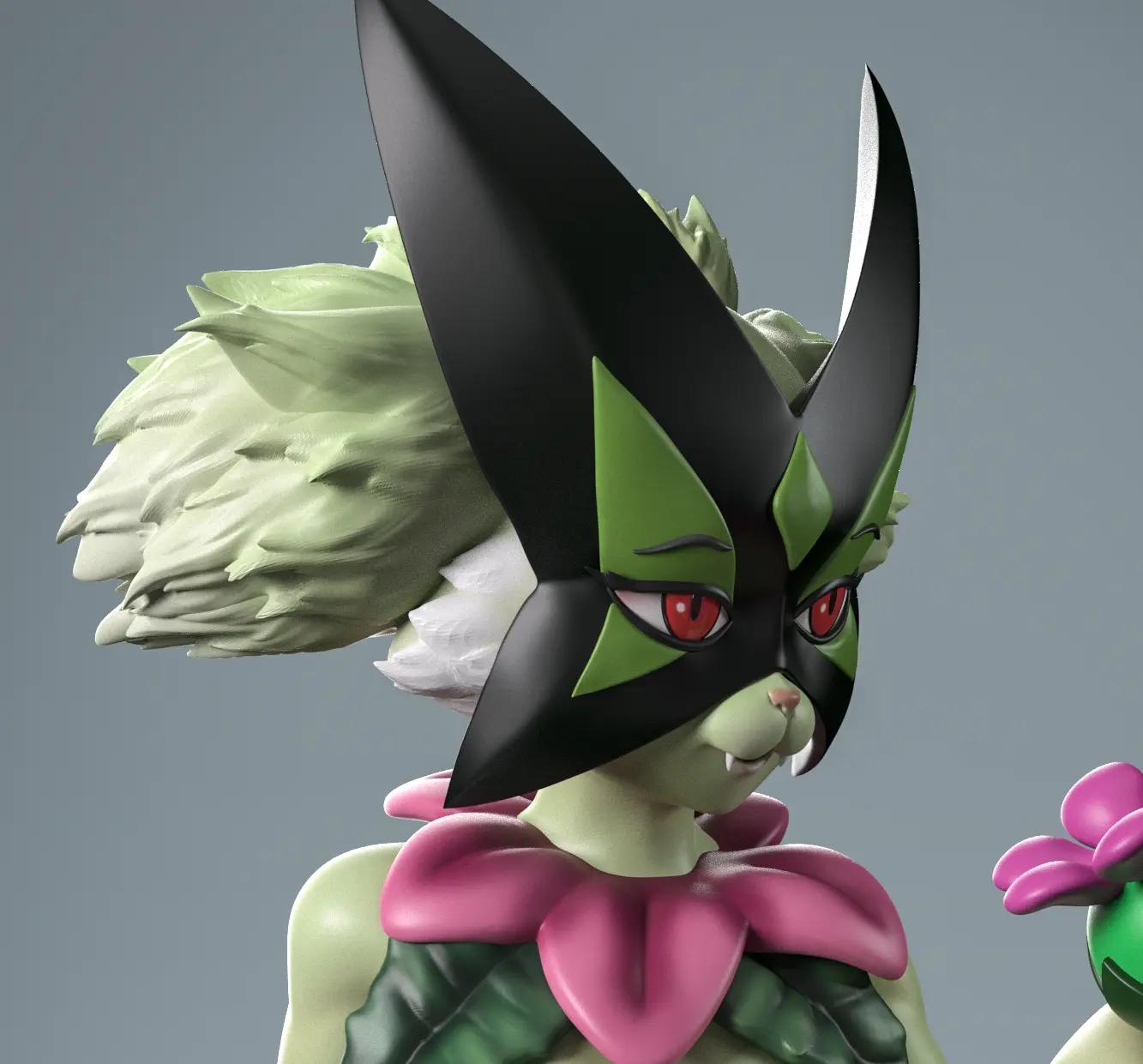 Meowscarada Statue | Pokémon Fan Art by Anyonensfw SFW,NSFW,Futa 3d printed,3d printed statue,nsfw statue,futa statue,furry statue,Meowscarada Statue,Pokémon Statue