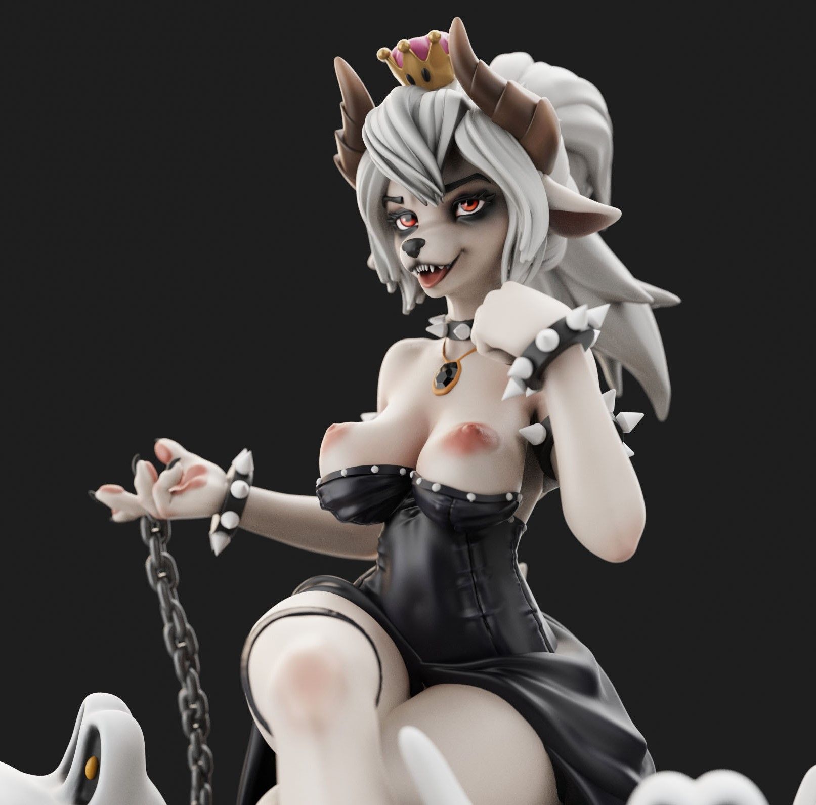 Bowsette Furry Statue | Super Mario Fan Art by Anyonensfw SFW,NSFW,Futa 3d printed,3d printed statue,nsfw statue,futa statue,Bowsette Statue,Super Mario Statue
