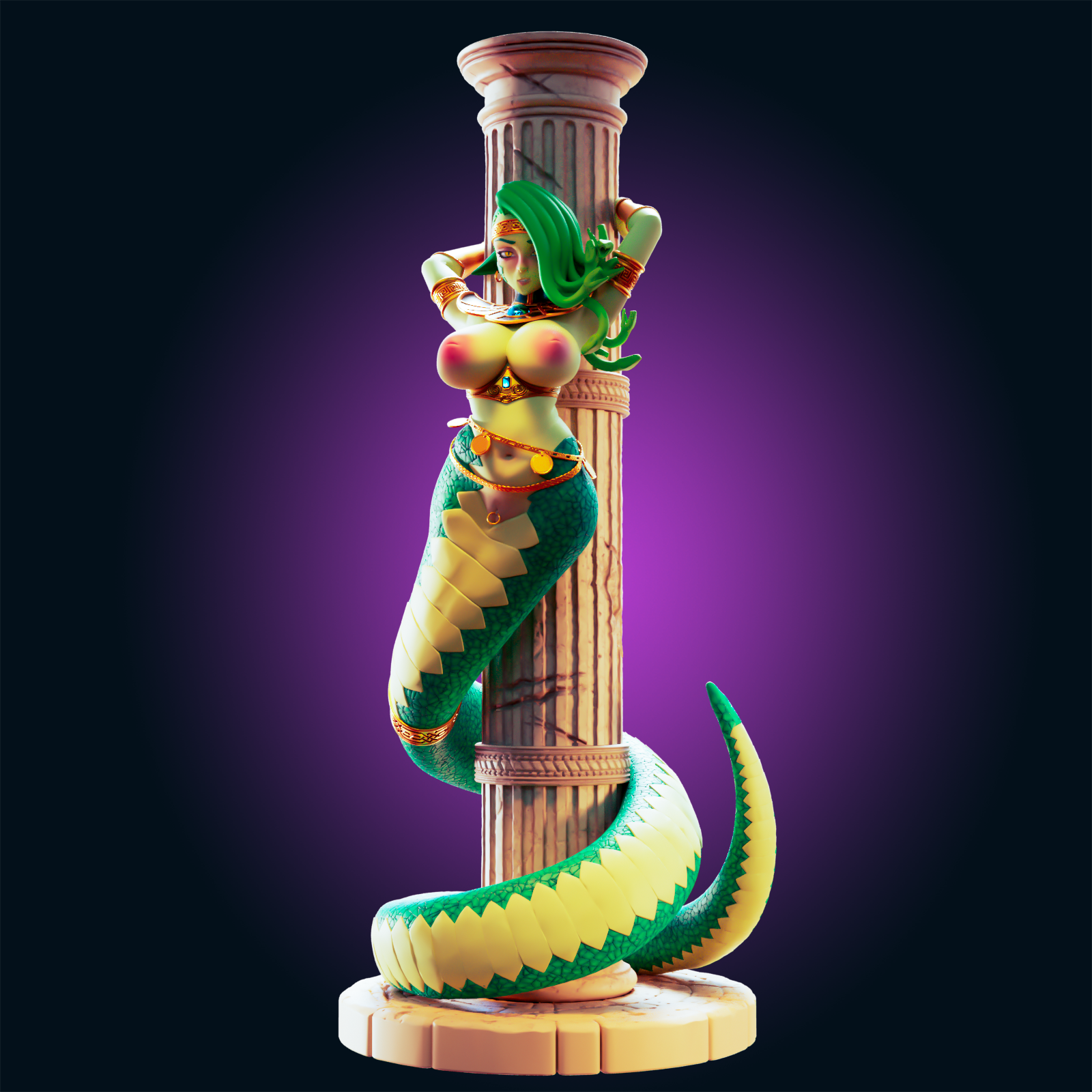 Medusa Snake Girl Statue | Monster Girl Fan Art by Officer Rhu SFW,NSFW,Futa 3d printed,Medusa Snake Girl statue,futa statue,Monster Girl statue,furry statue,nsfw statue