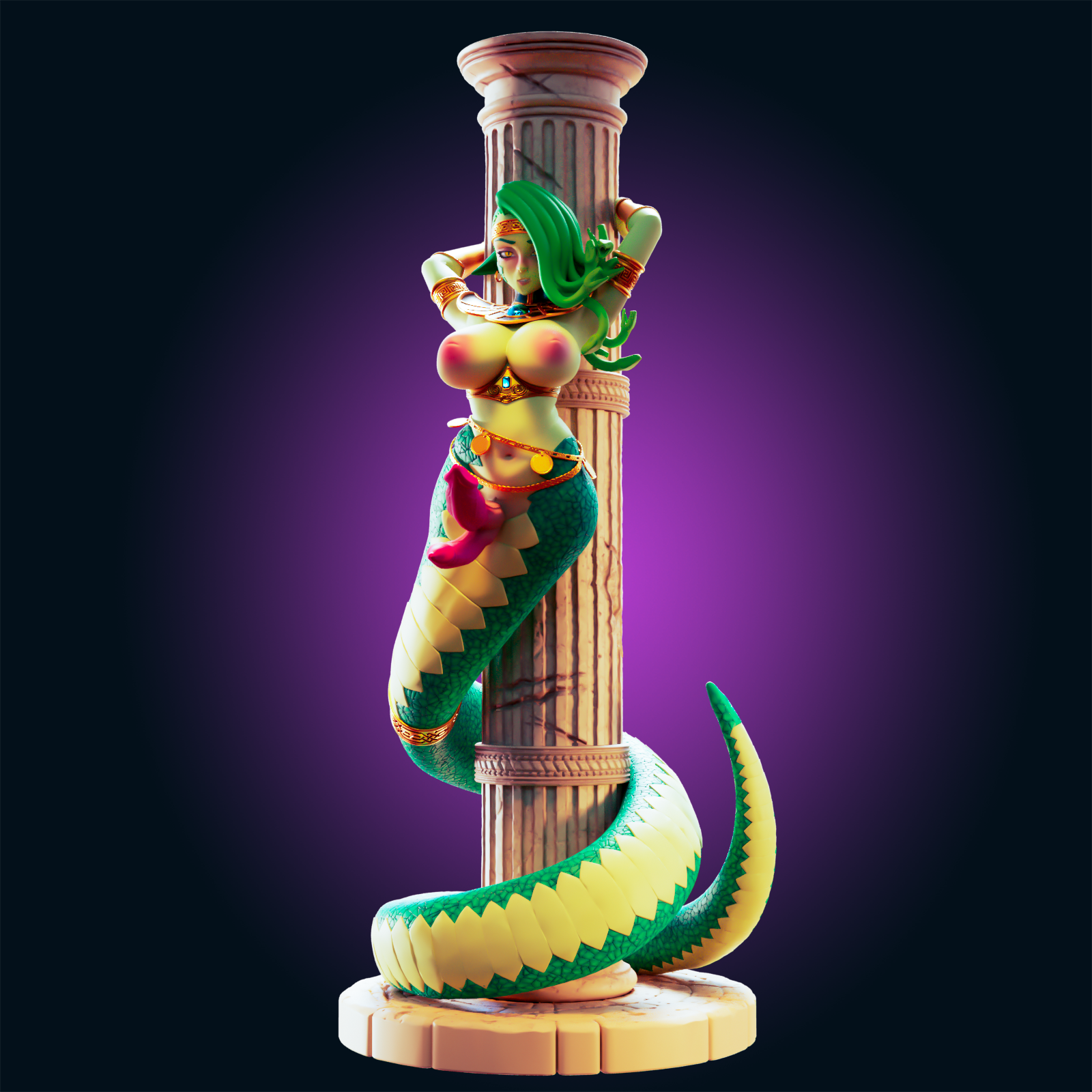 Medusa Snake Girl Statue | Monster Girl Fan Art by Officer Rhu SFW,NSFW,Futa 3d printed,Medusa Snake Girl statue,futa statue,Monster Girl statue,furry statue,nsfw statue