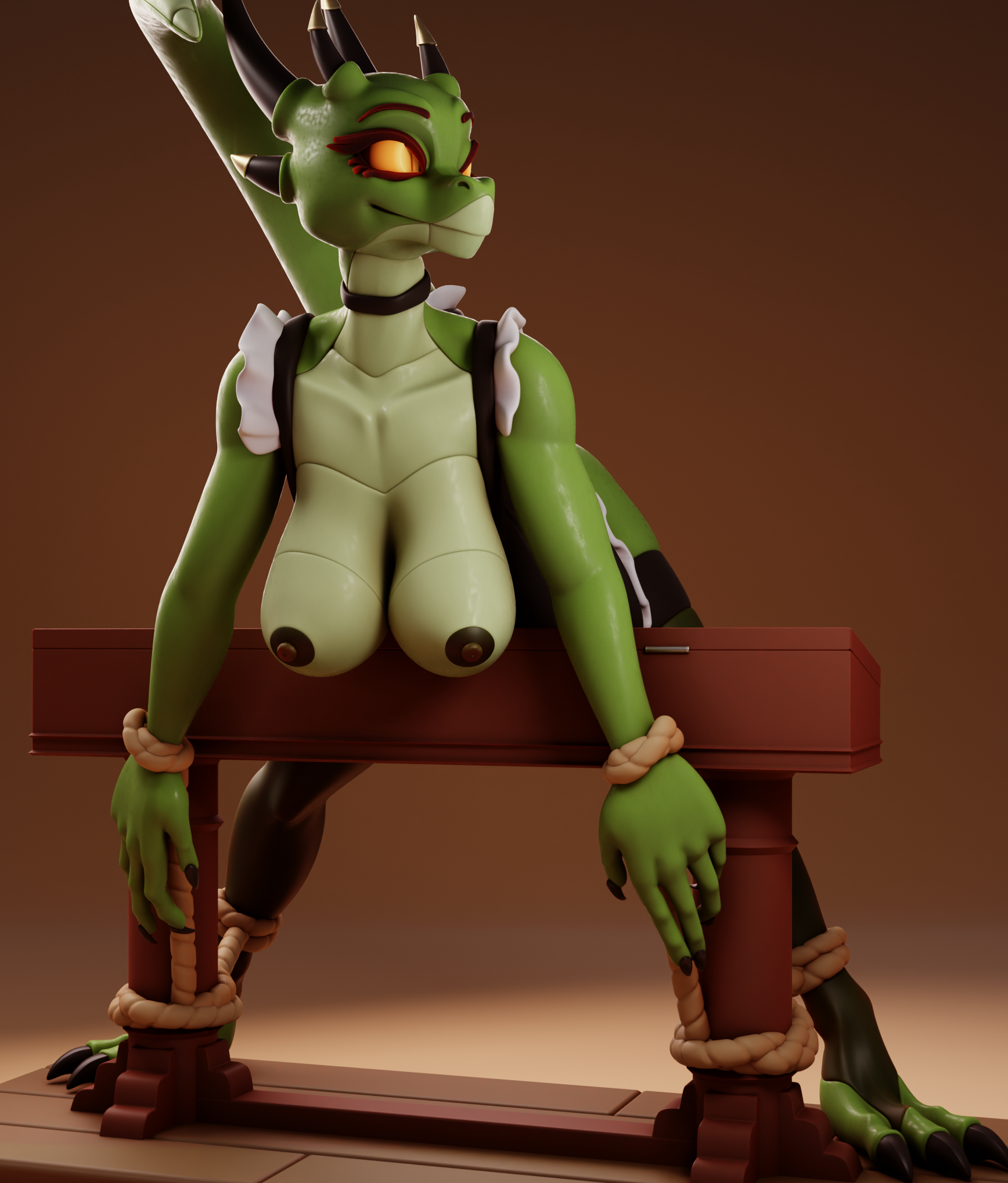 The Lusty Argonian v2 Maid Statue | Original Fan Art by Gray World NSFW 3d printed statue,3d printed,Argonian Maid Statue,dragon statue,nsfw statue,3d printed figure
