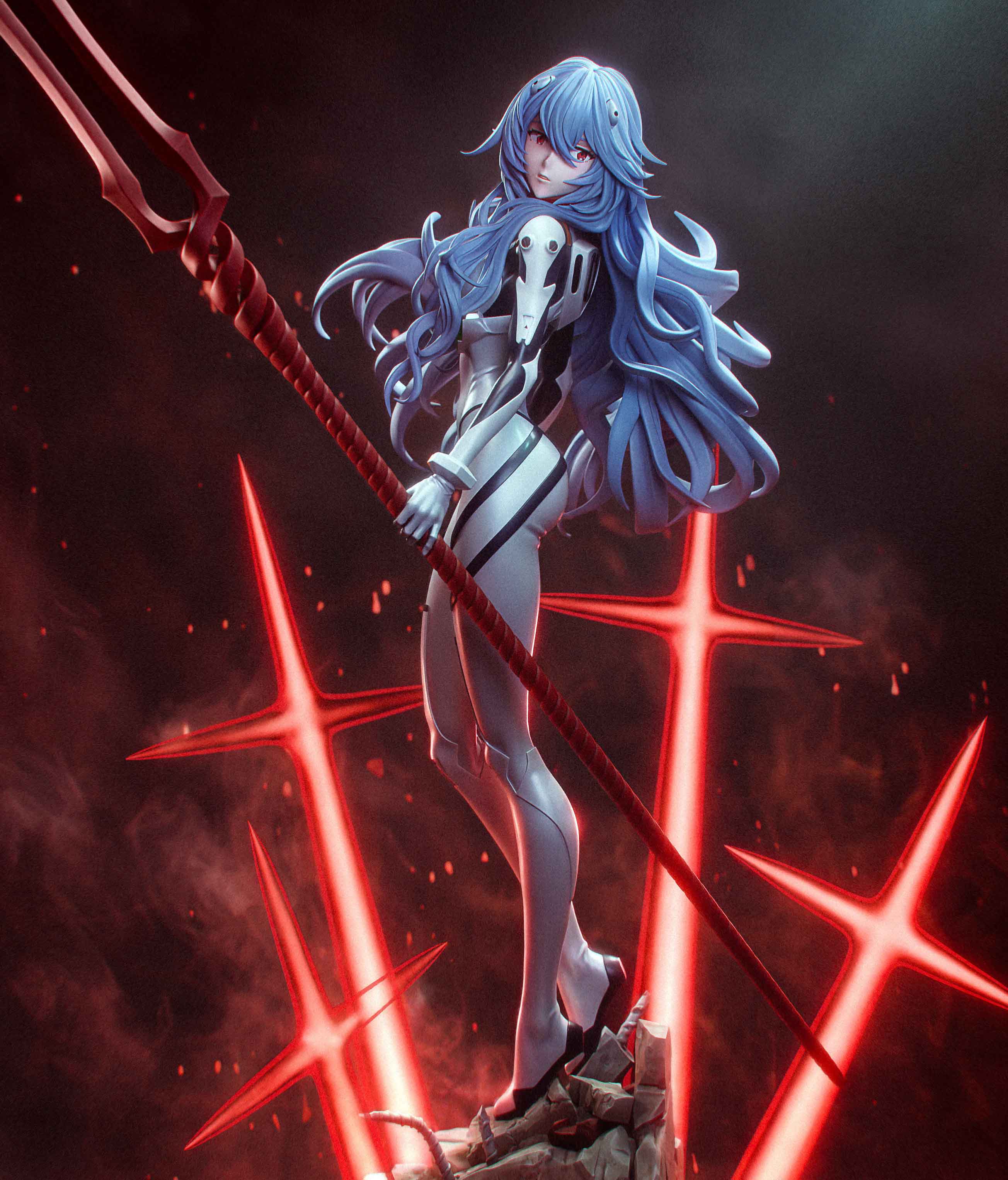 Ayanami Rei Statue | Evangelion Fan Art by Bulkamancer SFW 3d printed statue,3d printed,Ayanami Rei Statue,3d printed figure,Evangelion statue