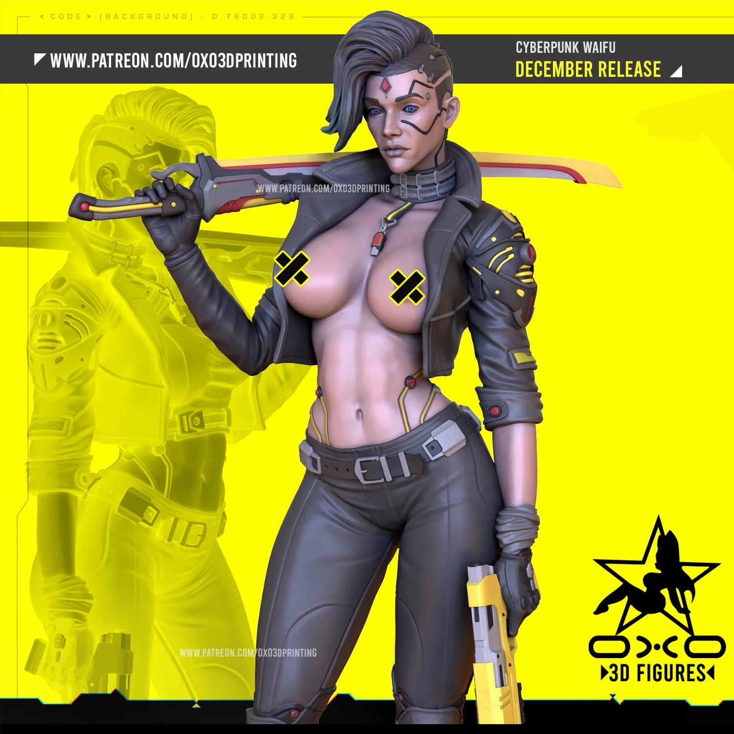 CyberPunk Waifu Statue | Cyberpunk2077 Fan Art by OXO3D SFW,NSFW null