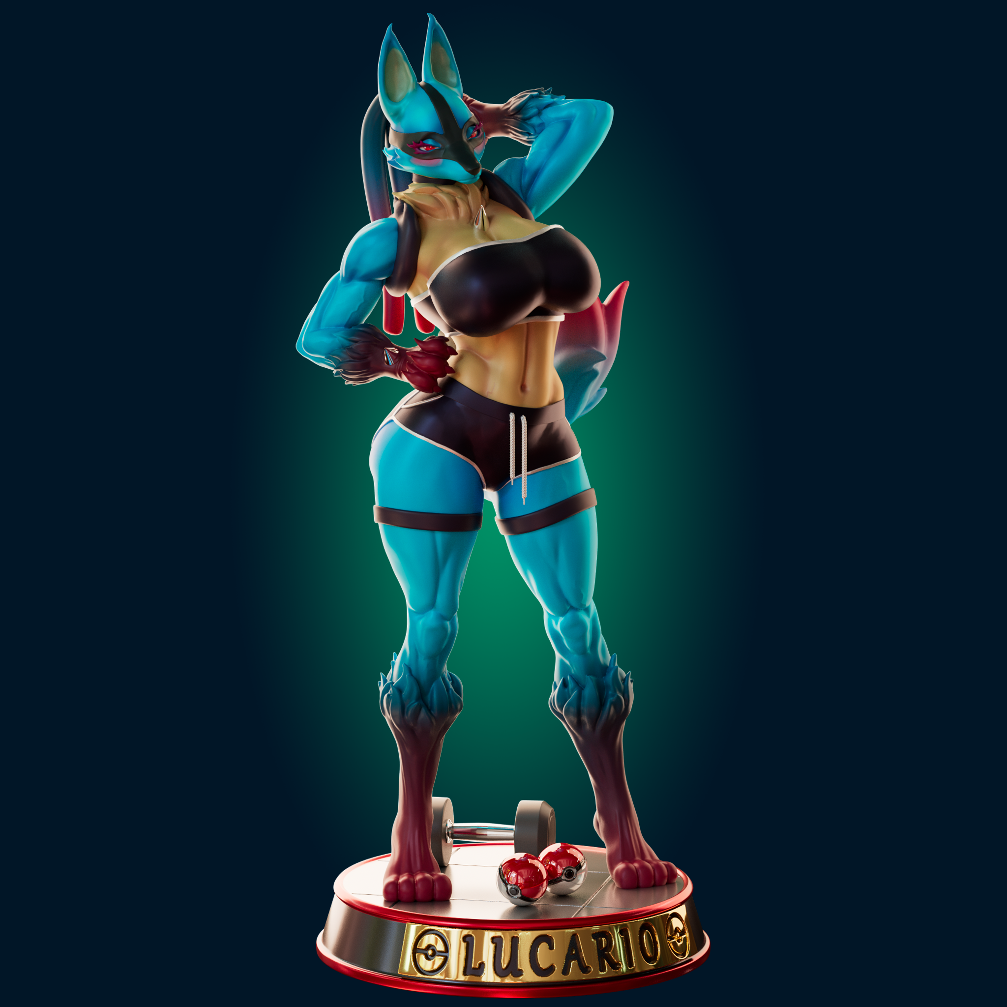 Lucario Statue | Pokémon Fan Art by Officer Rhu