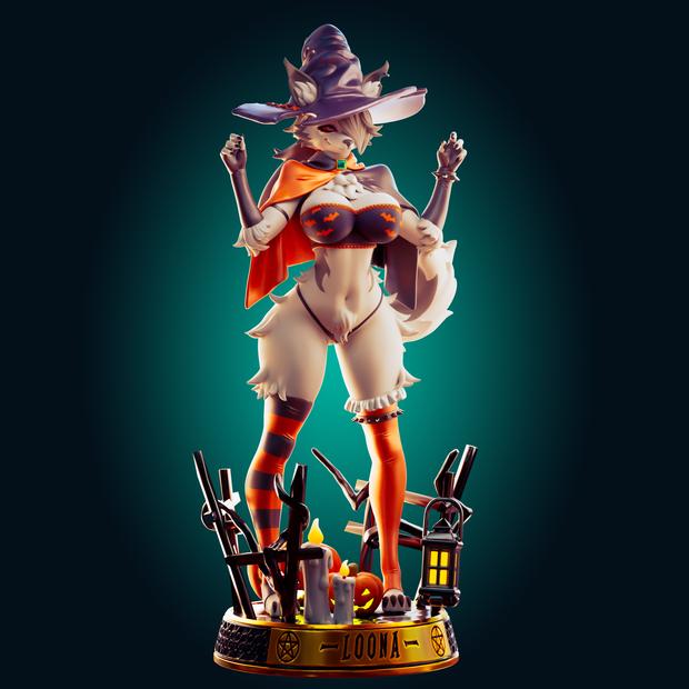 Loona Halloween Statue | Helluva Boss Fan Art by Officer Rhu SFW,NSFW,Futa 3d printed statue,3d printed,futa statue,nsfw statue,Loona Halloween Statue,Helluva Boss Statue